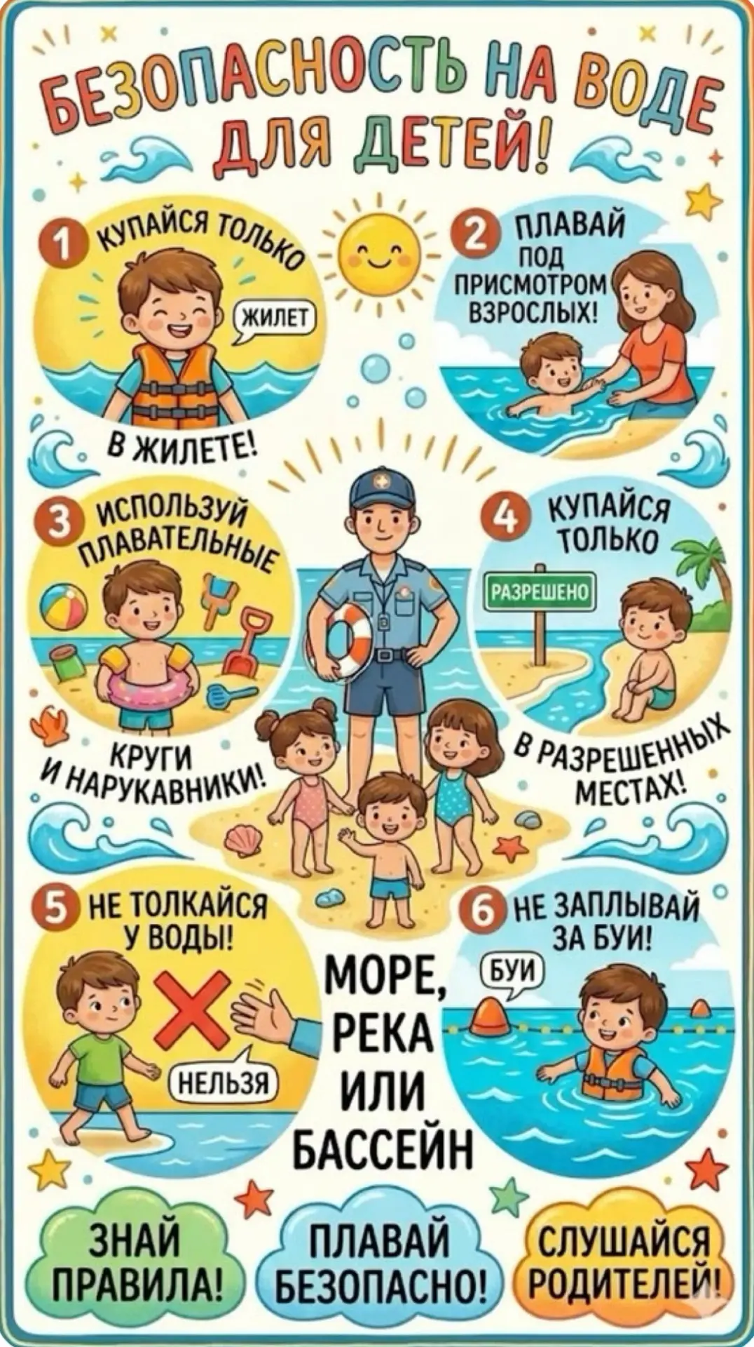 ☀️ Лето близко: купаемся с умом! ☀️  Приближается прекрасная летняя пора — время отдыха, солнца и, к