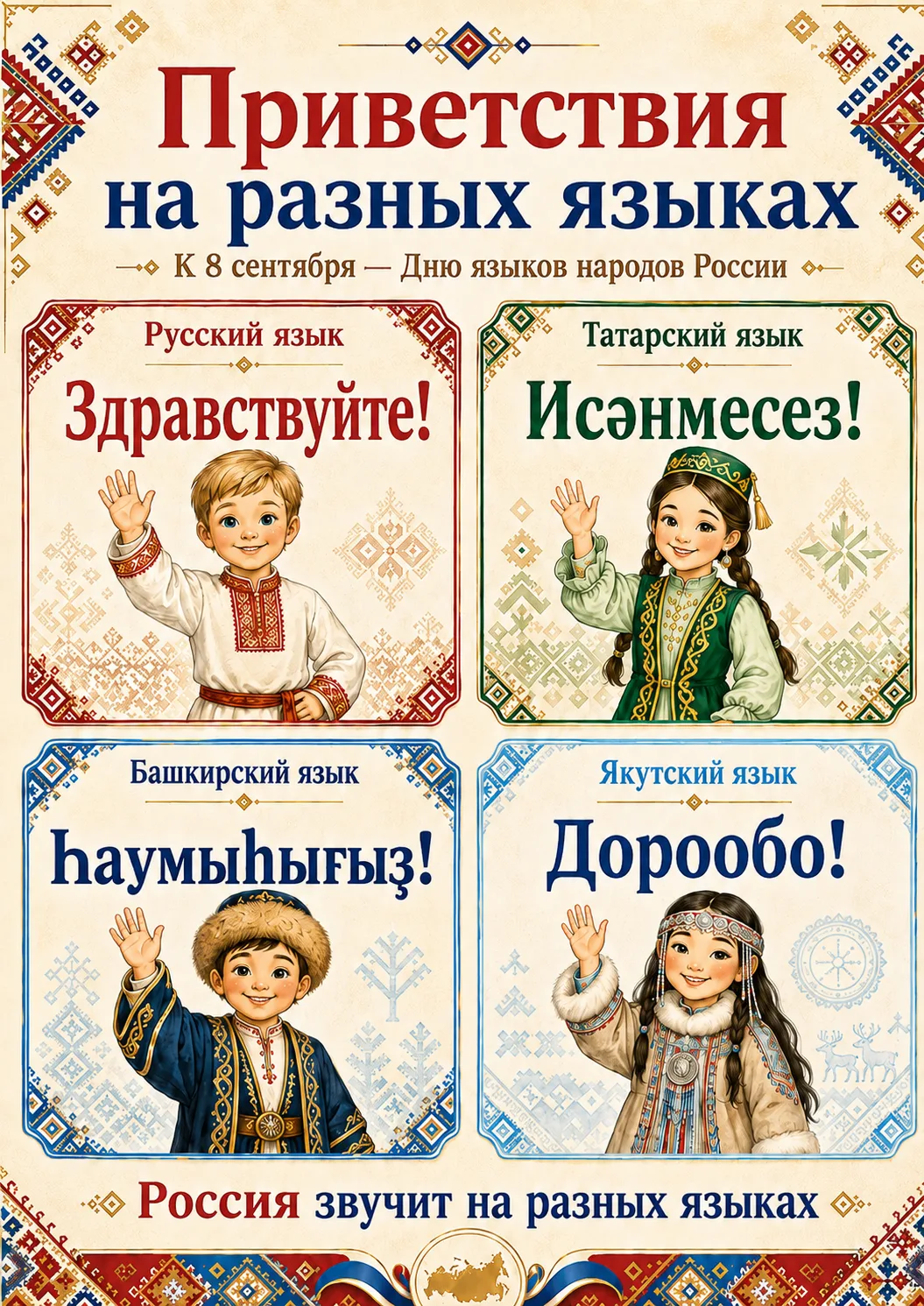 🌍 День языков народов Российской Федерации — отличный повод узнать, как звучат простые...