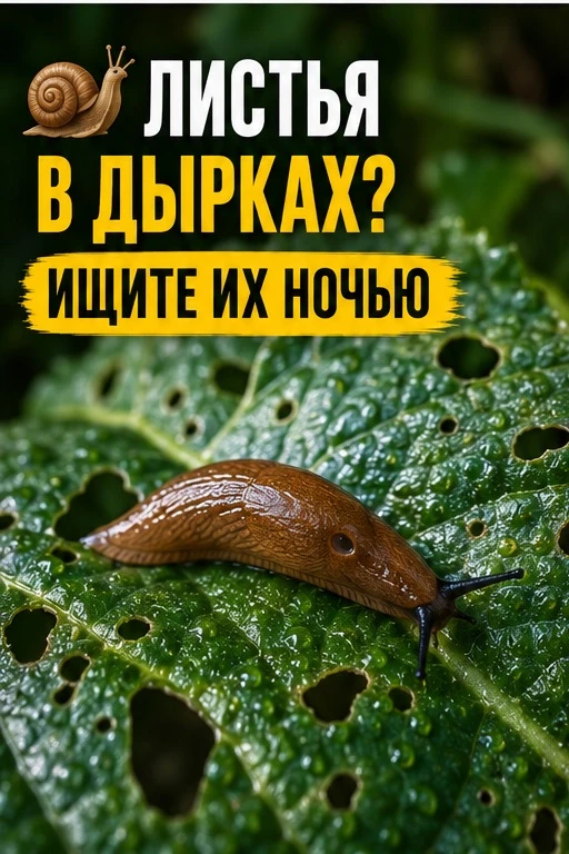 🐌 Листья в дырках? Проверьте грядки вечером.

Очень часто виноваты слизни.
Днём они прячутся, а ноч