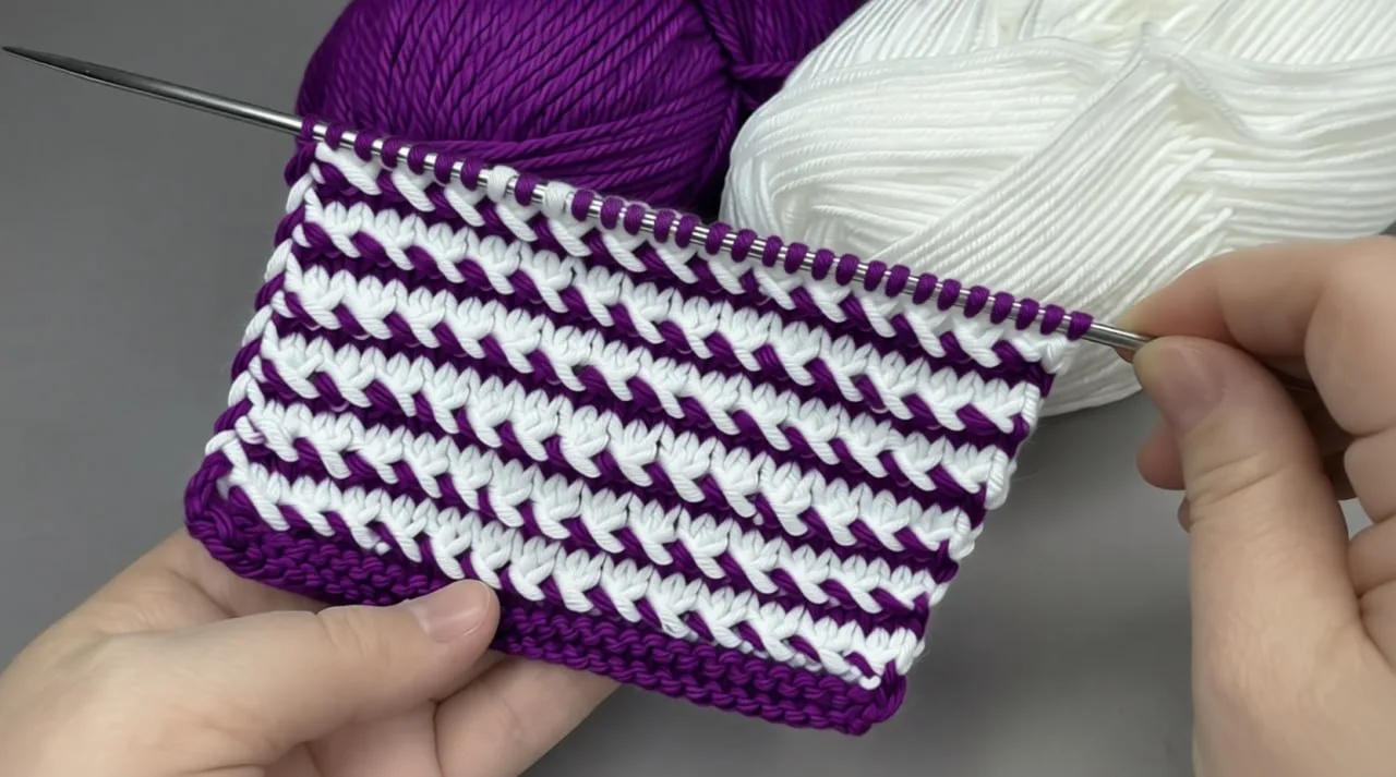 🧶 «ХАМЕЛЕОН» — узор, который играет на свету  📌 Этот узор удивляет: с одной стороны — мягкие полоски
