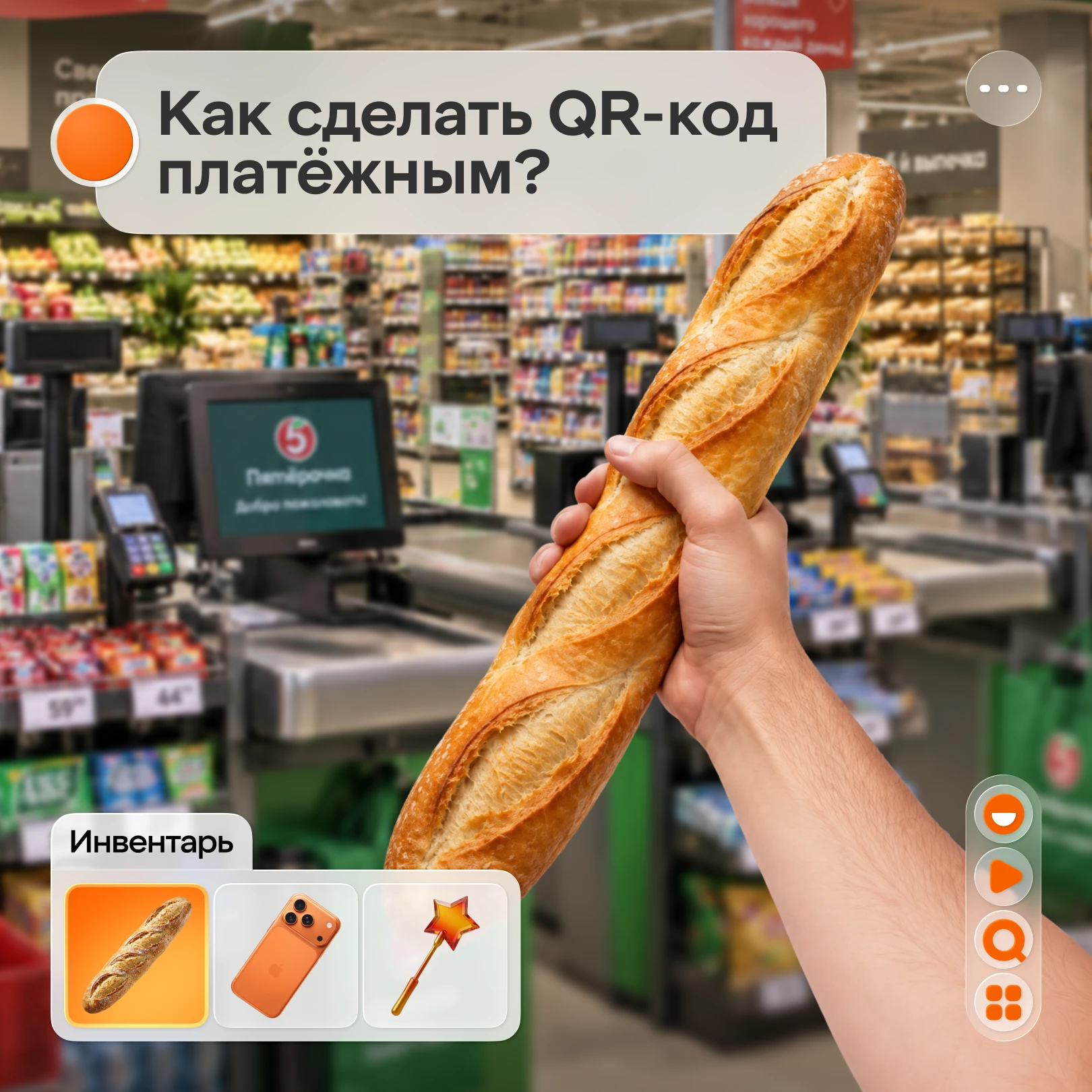 QR-код для оплаты в приложении «Пятёрочки» и «Перекрёстка»!