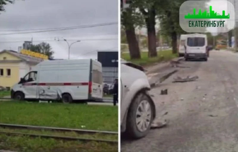 ⚠️ В Екатеринбурге 10 июня в машину скорой помощи врезалась легковушка.