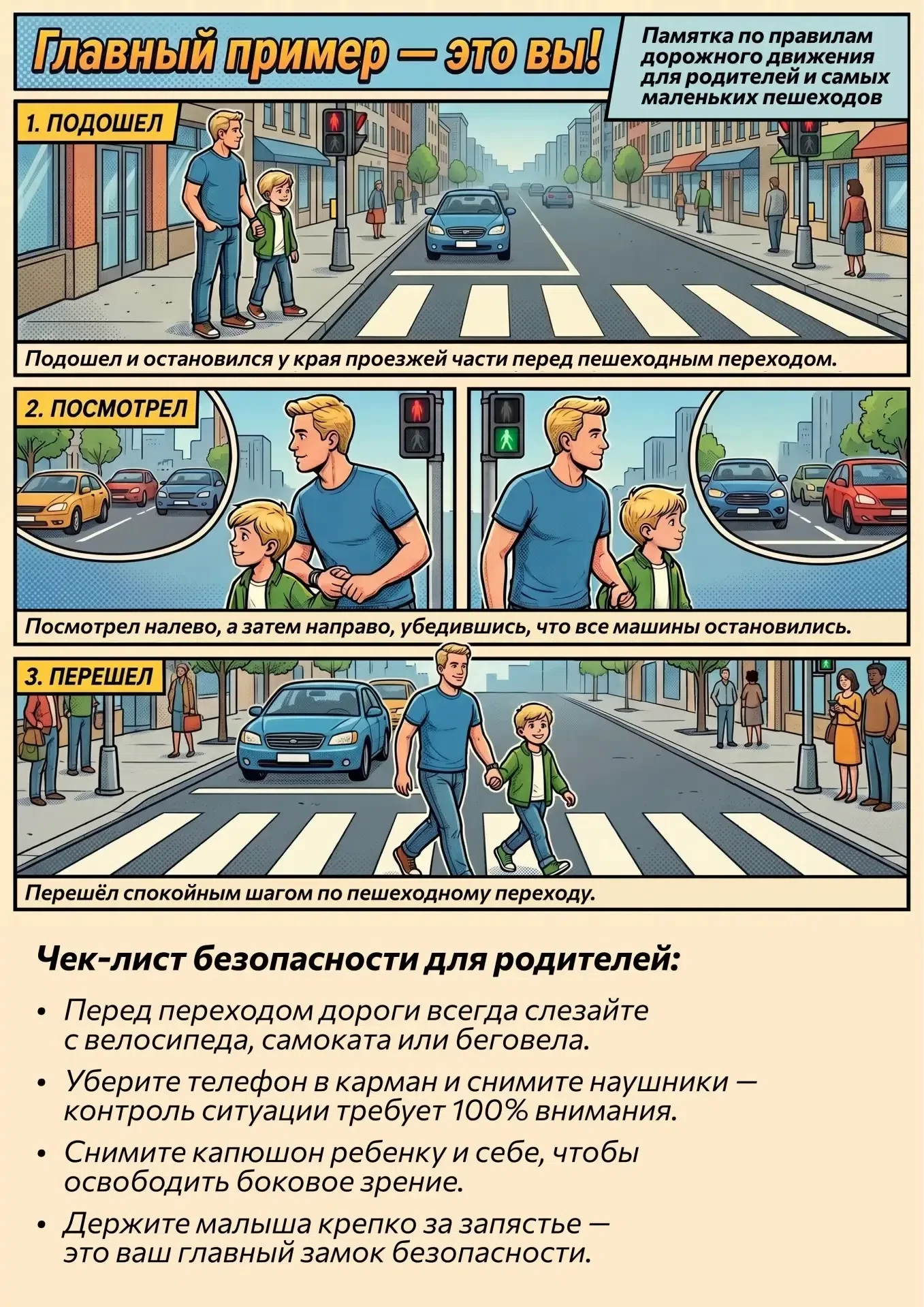 Уважаемые родители, для вас чек-лист по безопасности на дороге.