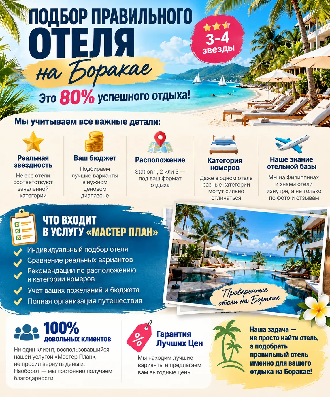 Посоветуйте отель на Боракае 3-4 звезды.