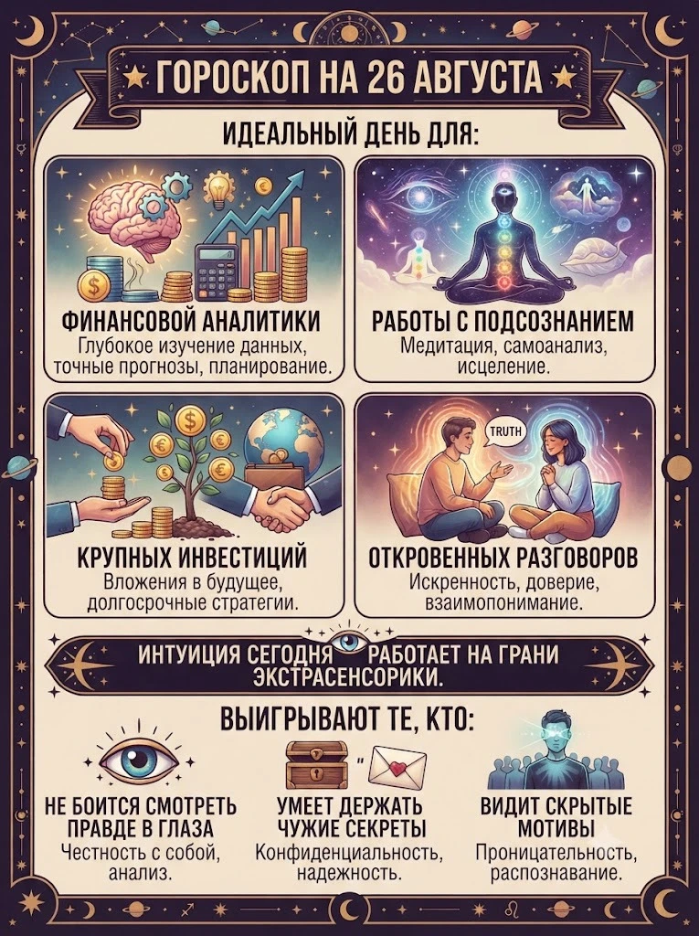 🌟 ГОРОСКОП НА 26 АВГУСТА 🌟