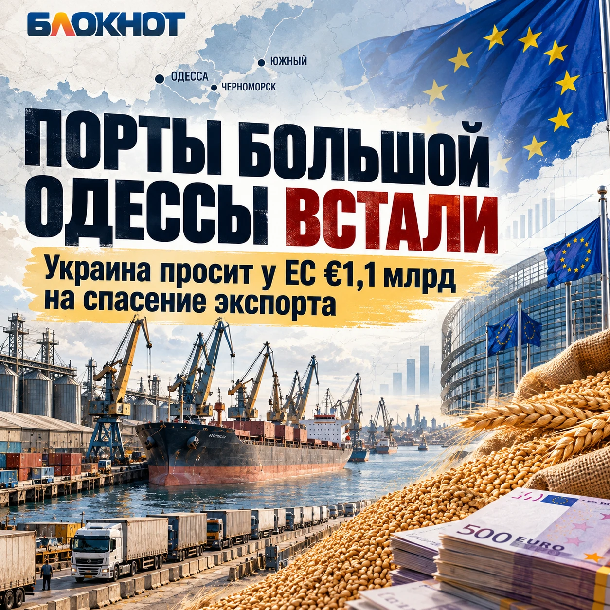 ⚓️ Порты Большой Одессы встали: Украина просит у ЕС €1,1 млрд на спасение экспорта