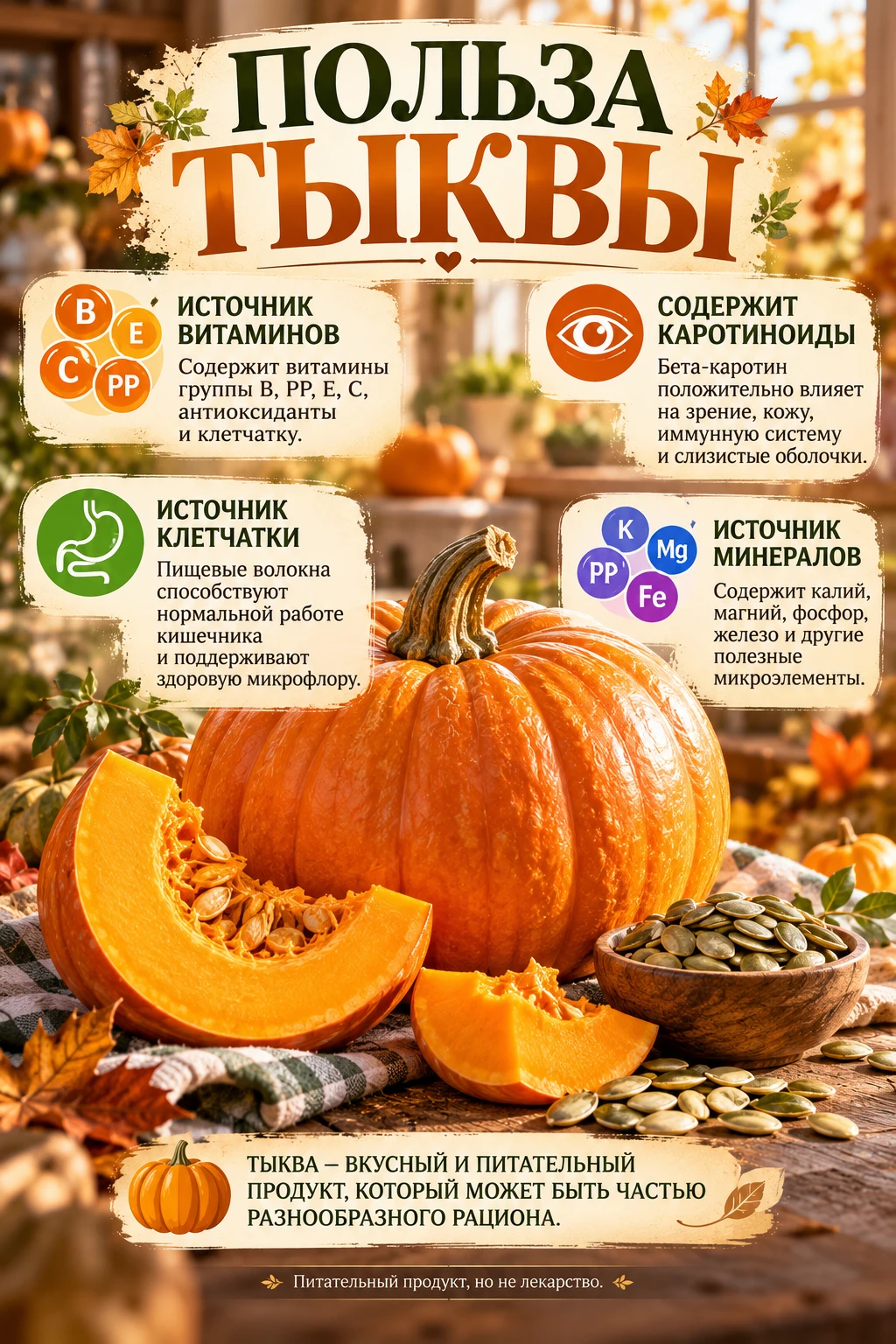 Польза тыквы.☝️