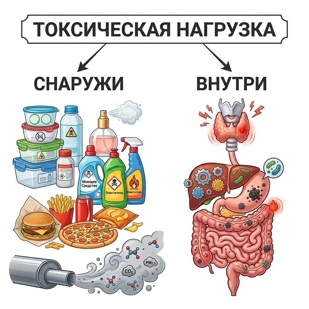 🟢 ВСЯ ПРАВДА О ДЕТОКСЕ

Что реально может на нас влиять ежедневно — это не «шлаки», а токсическая н