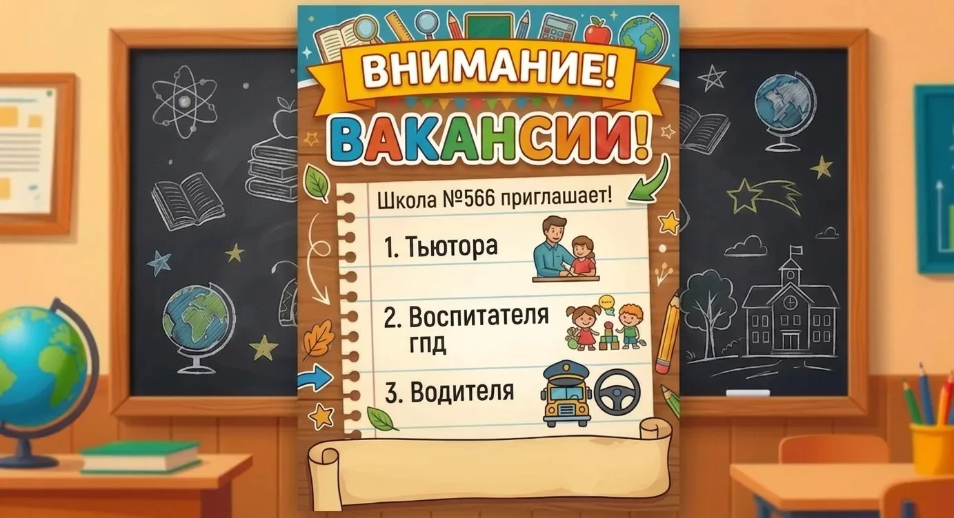 Внимание❗ Вакансии ❗

В корпус №2 ГБОУ школы №566 Невского района Санкт-Петербурга, по адресу Советс