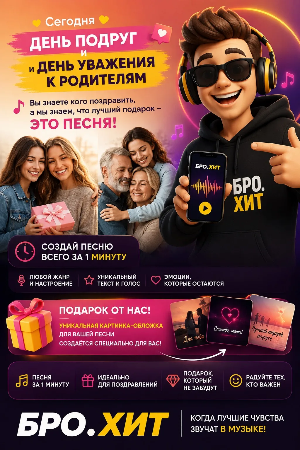🎉 Сегодня — День подруг и День уважения к родителям!