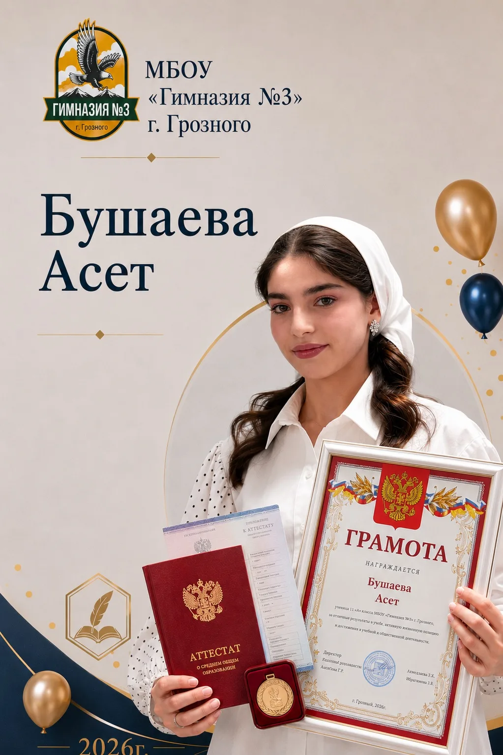 Гордость гимназии! 

🏆 Красный аттестат и золотая медаль. Это результат колоссального труда, целеус