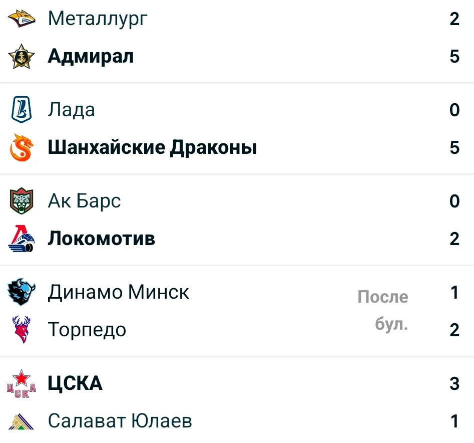 КХЛ 2026-2027 регулярный сезон  матчи от 05.10.26