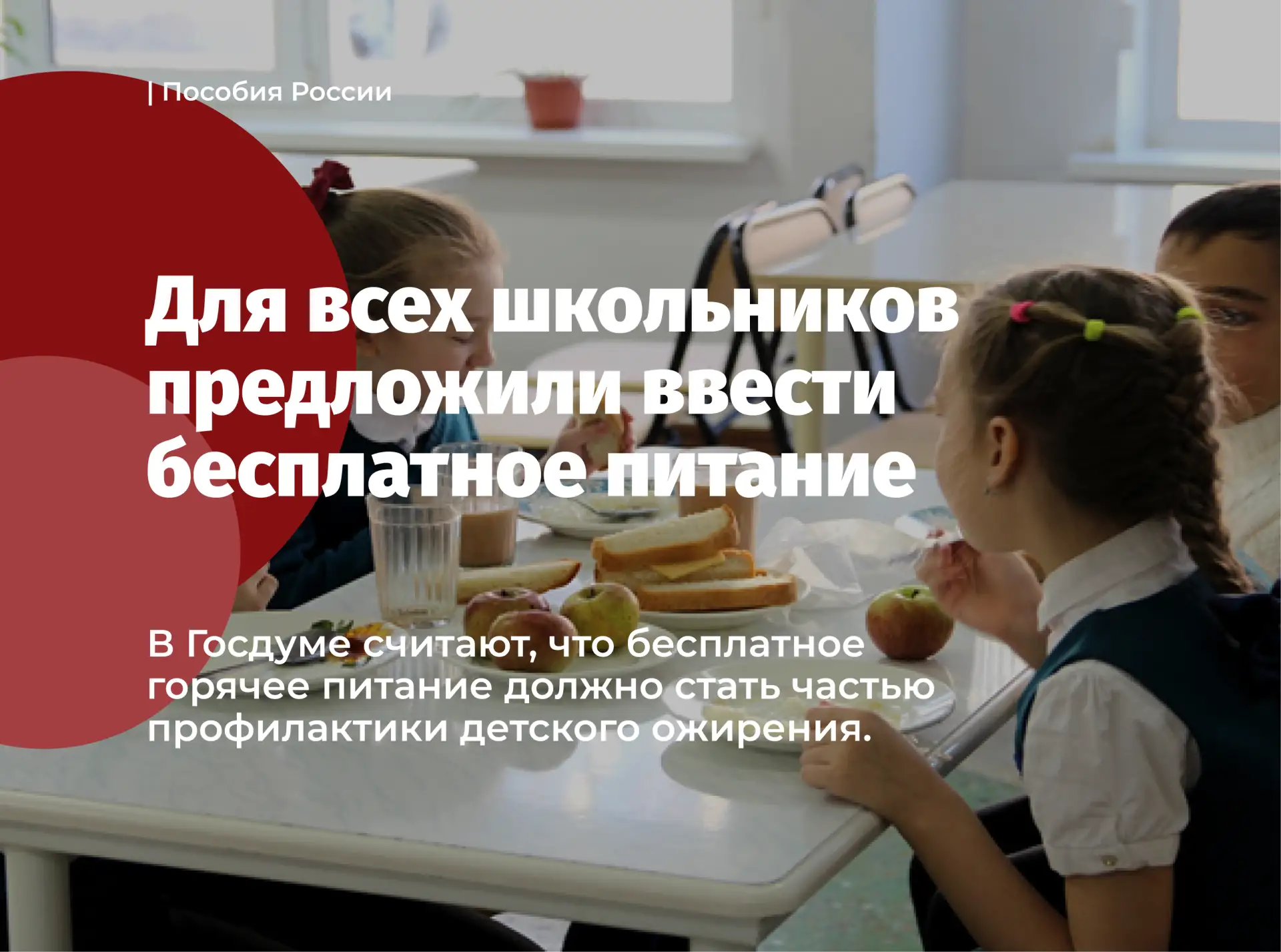 Для всех школьников предложили ввести бесплатное питание в школах