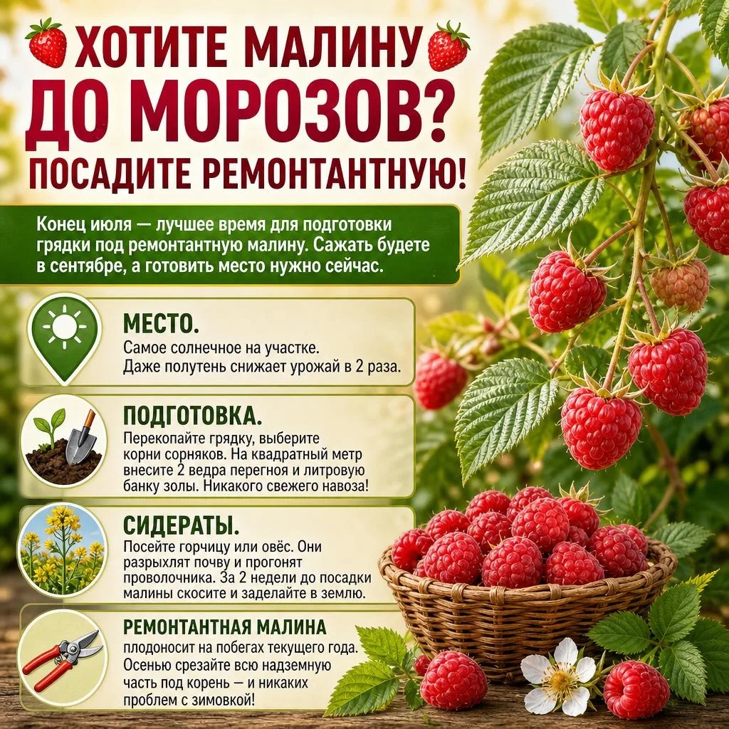 🍓 ХОТИТЕ МАЛИНУ ДО МОРОЗОВ? ПОСАДИТЕ РЕМОНТАНТНУЮ! 🍓

Конец июля — лучшее время для подготовки гря