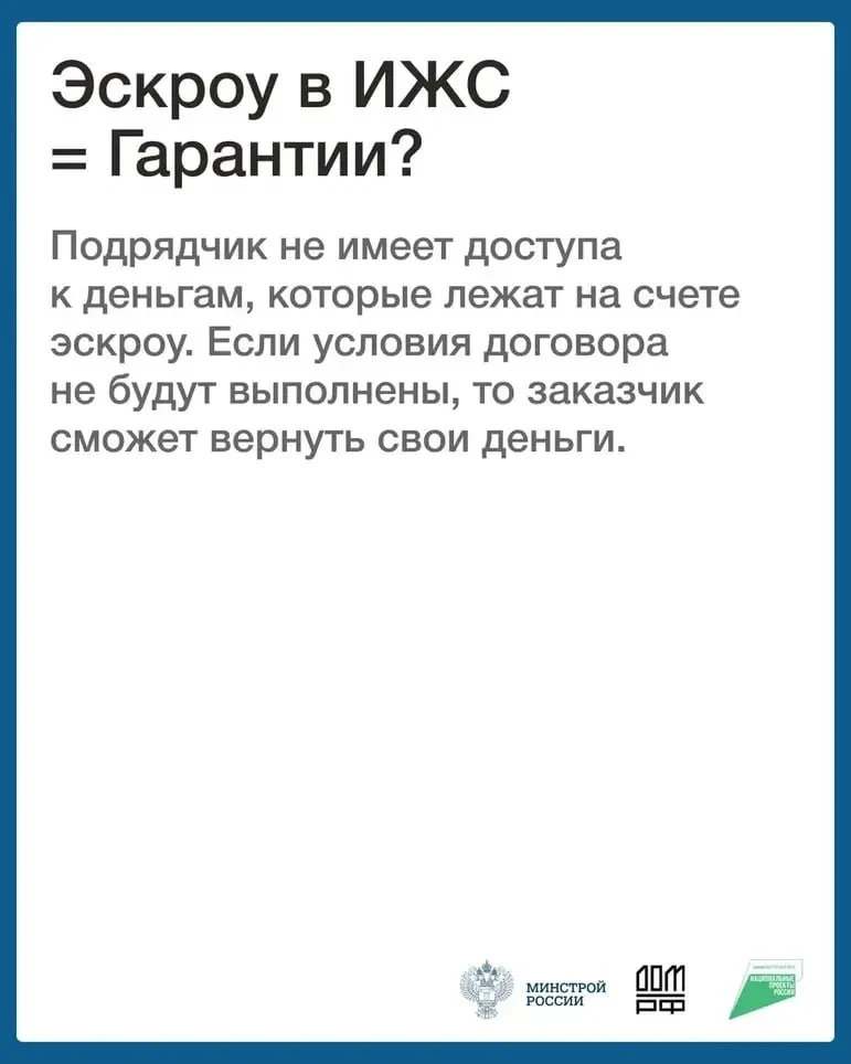 Защитить средства при строительстве поможет эскроу-счет
Это специальный счет в банке, на котором раз