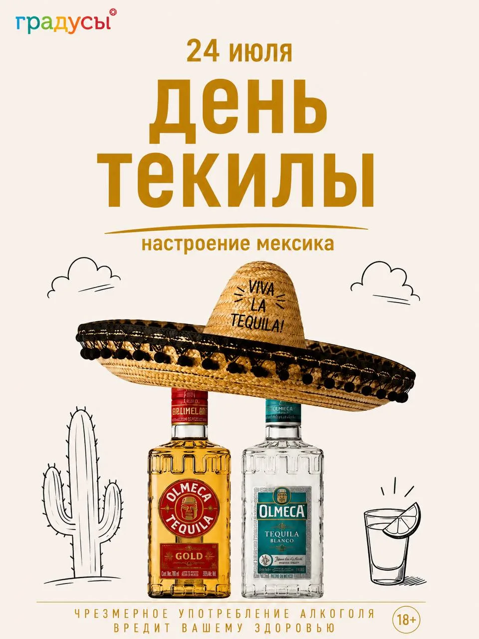 🇲🇽 Сегодня официально настроение - Мексика.

24 июля отмечают День текилы. А значит, сомбреро сего