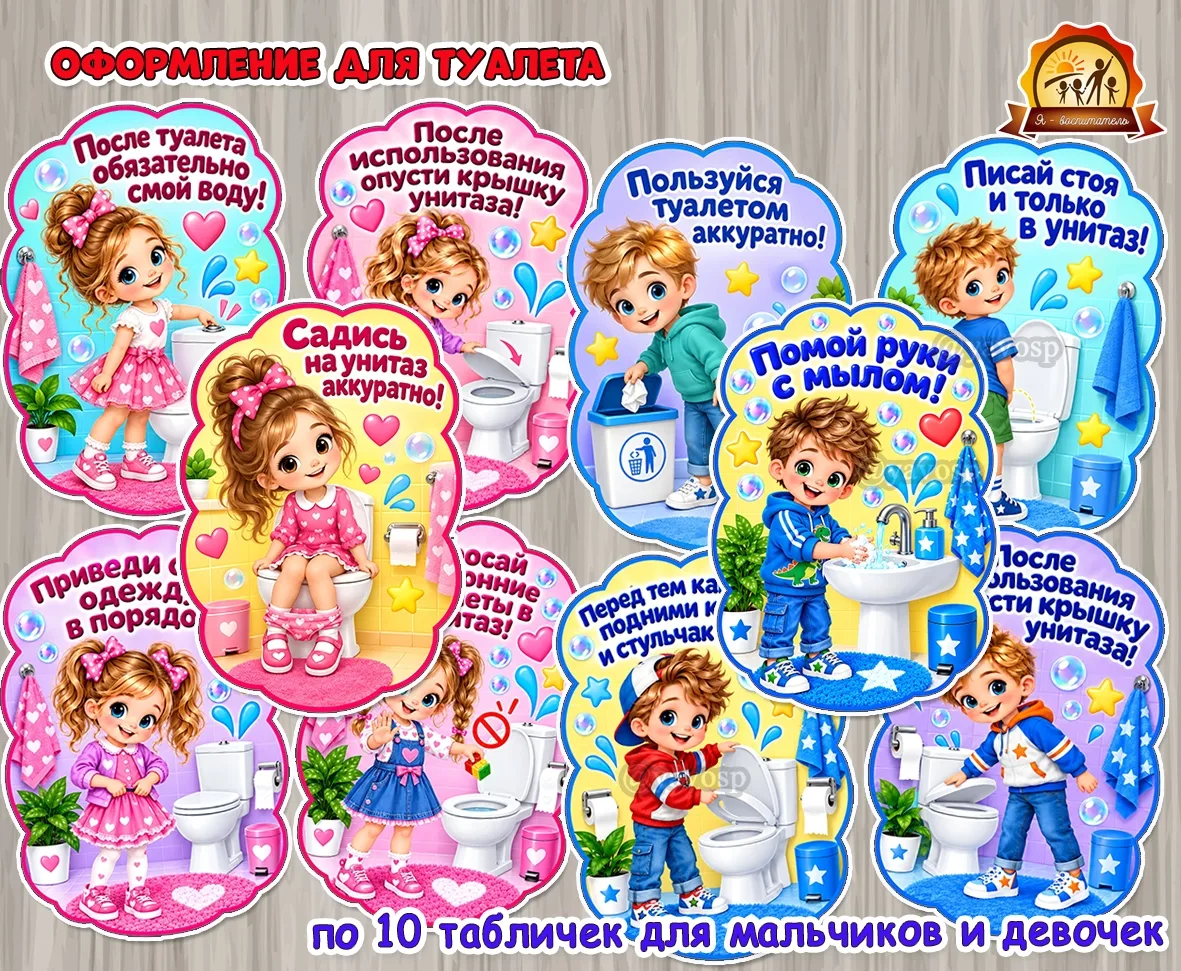 Таблички «Правила поведения в туалете»