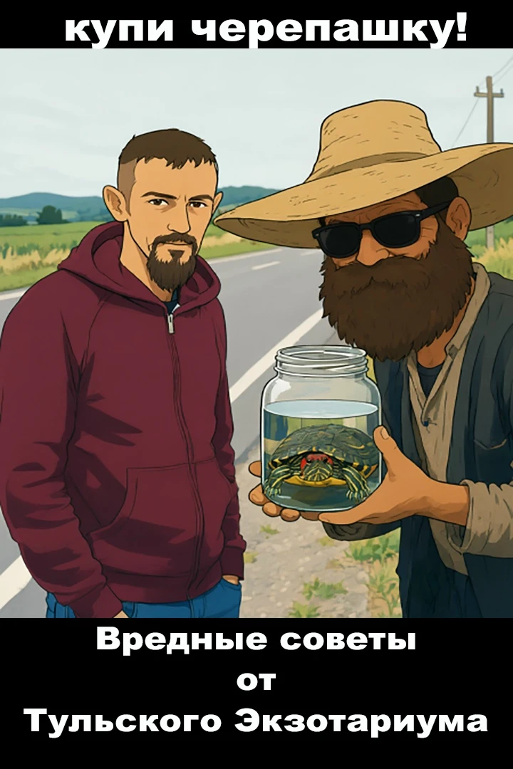 Вредные советы от Тульского экзотариума
Про красноухую черепаху.

Если кто-то на дороге
Продаёт вам 