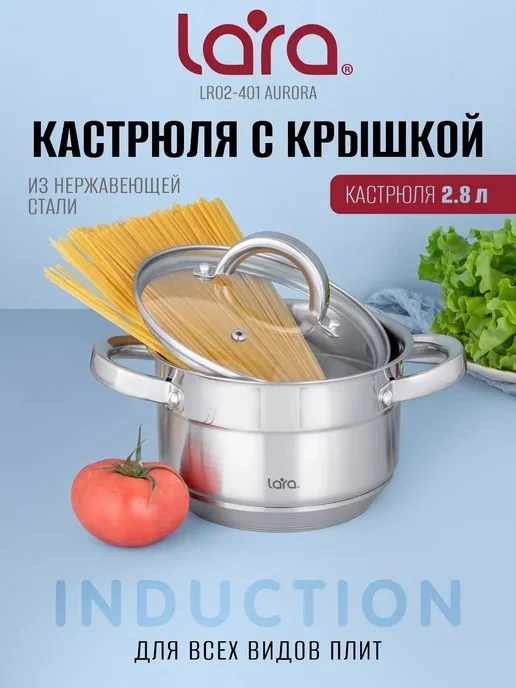 🟣 Кастрюля 2,8 л из нержавеющей стали LR02-401
