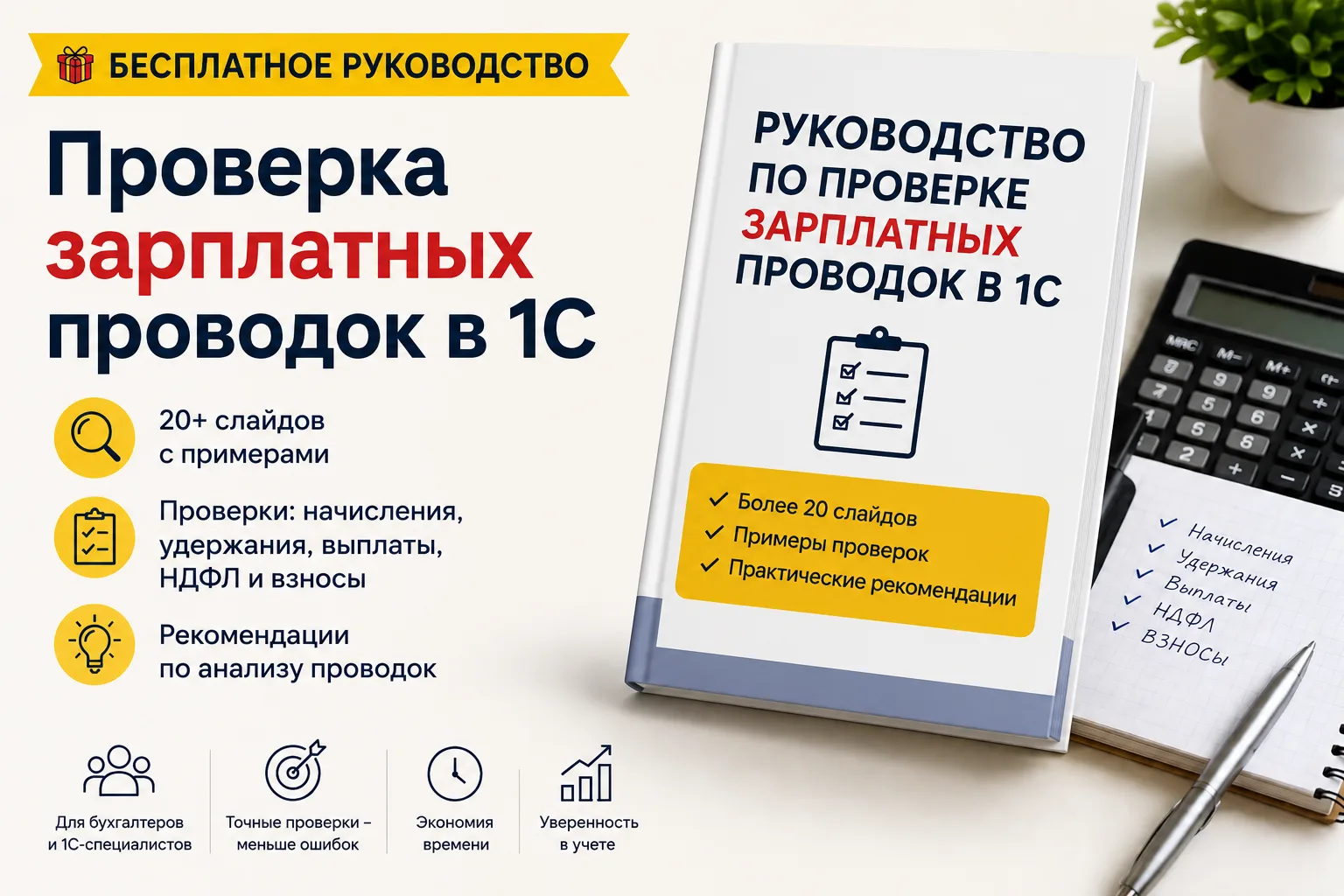 🎁 Подготовил для вас БЕСПЛАТНОЕ руководство по проверке ЗарПлатных проводок в 1С 🎁 

Внутри более 