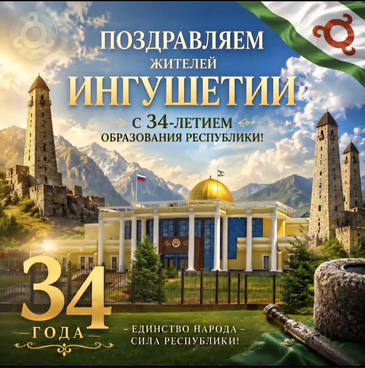 С 34‑летием образования Республики Ингушетия!

Эта дата — важный символ единства, исторической памят