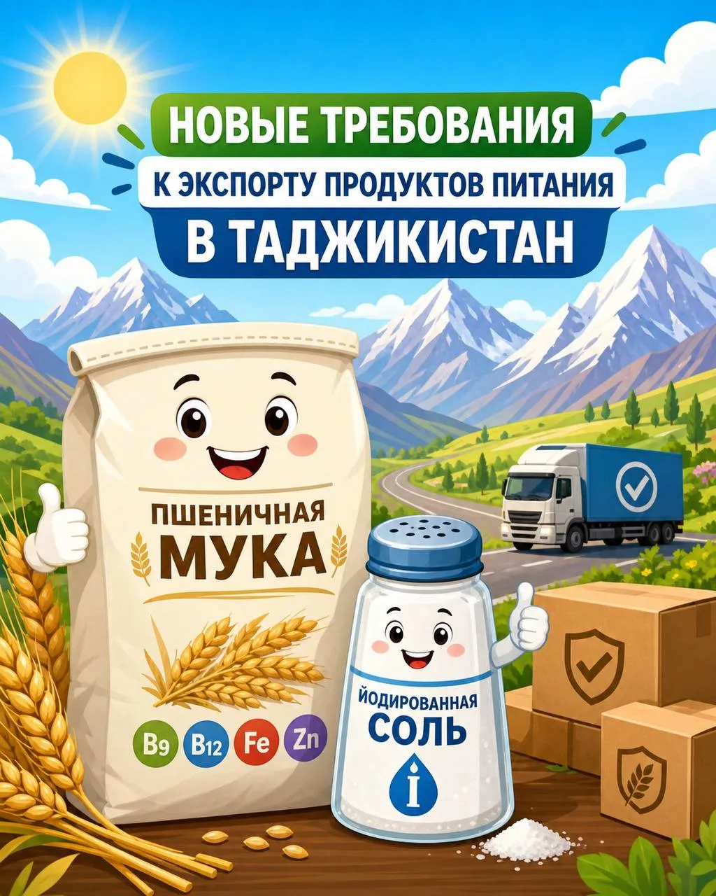 С 1 сентября 2026 года Таджикистан ужесточает правила для муки и соли, поставляемых на ...