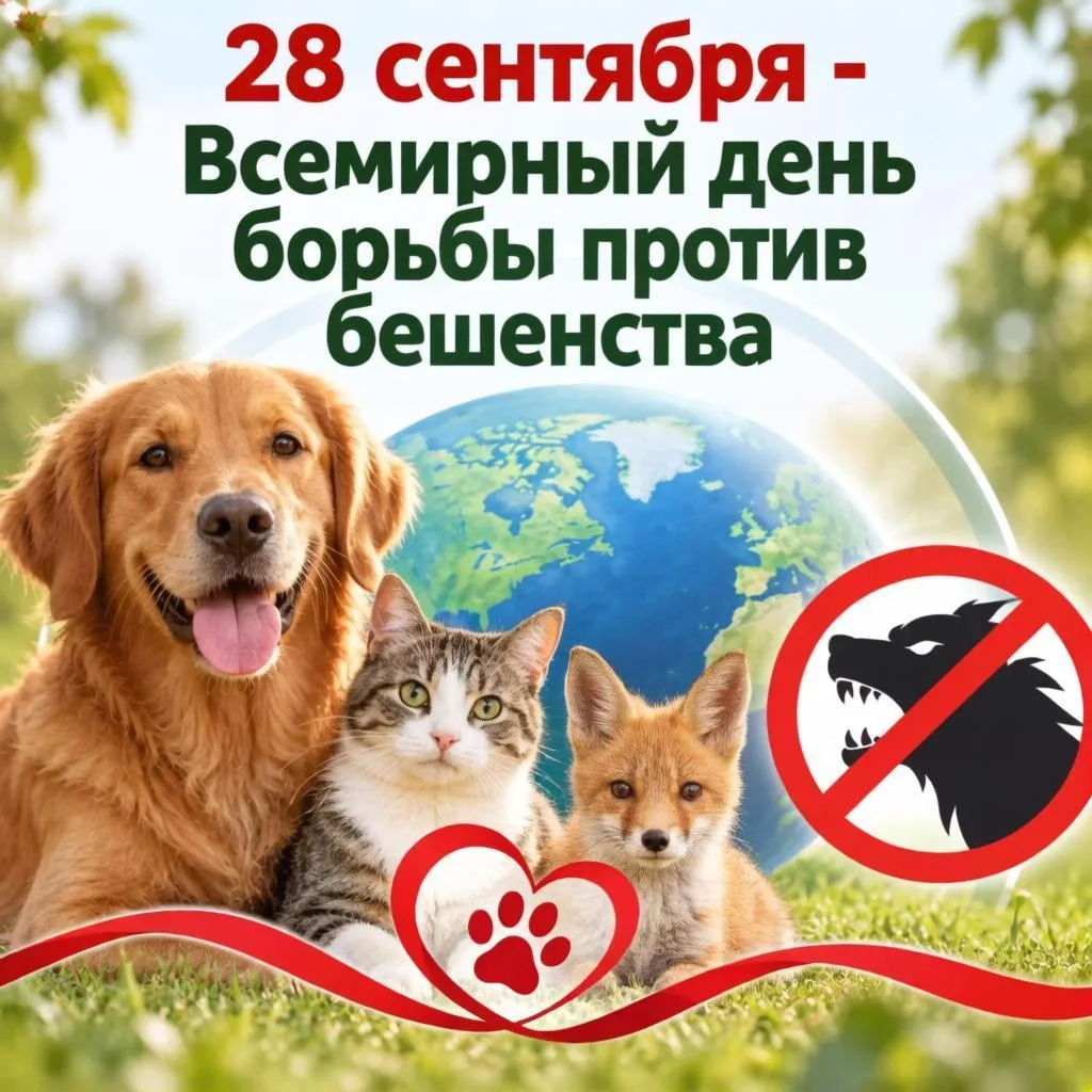 ❗️28 сентября отмечается Всемирный день борьбы против бешенства.