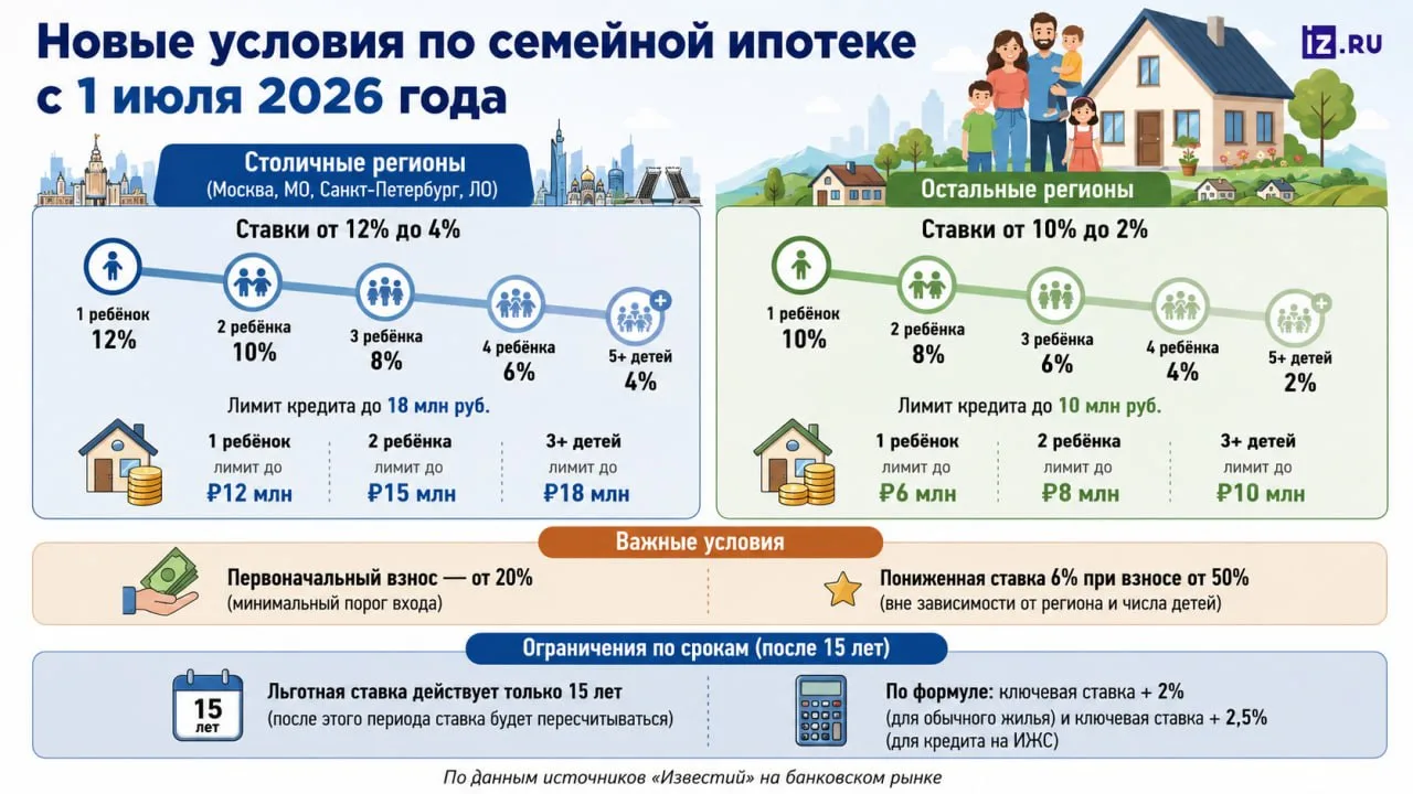 👨‍👩‍👧‍👦 Семейную ипотеку режут: льготную ставку оставят только на 15 лет