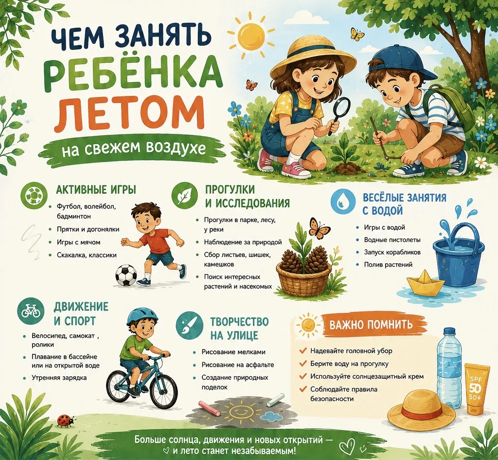 ☀️Летние каникулы — важный период для восстановления и развития детей.