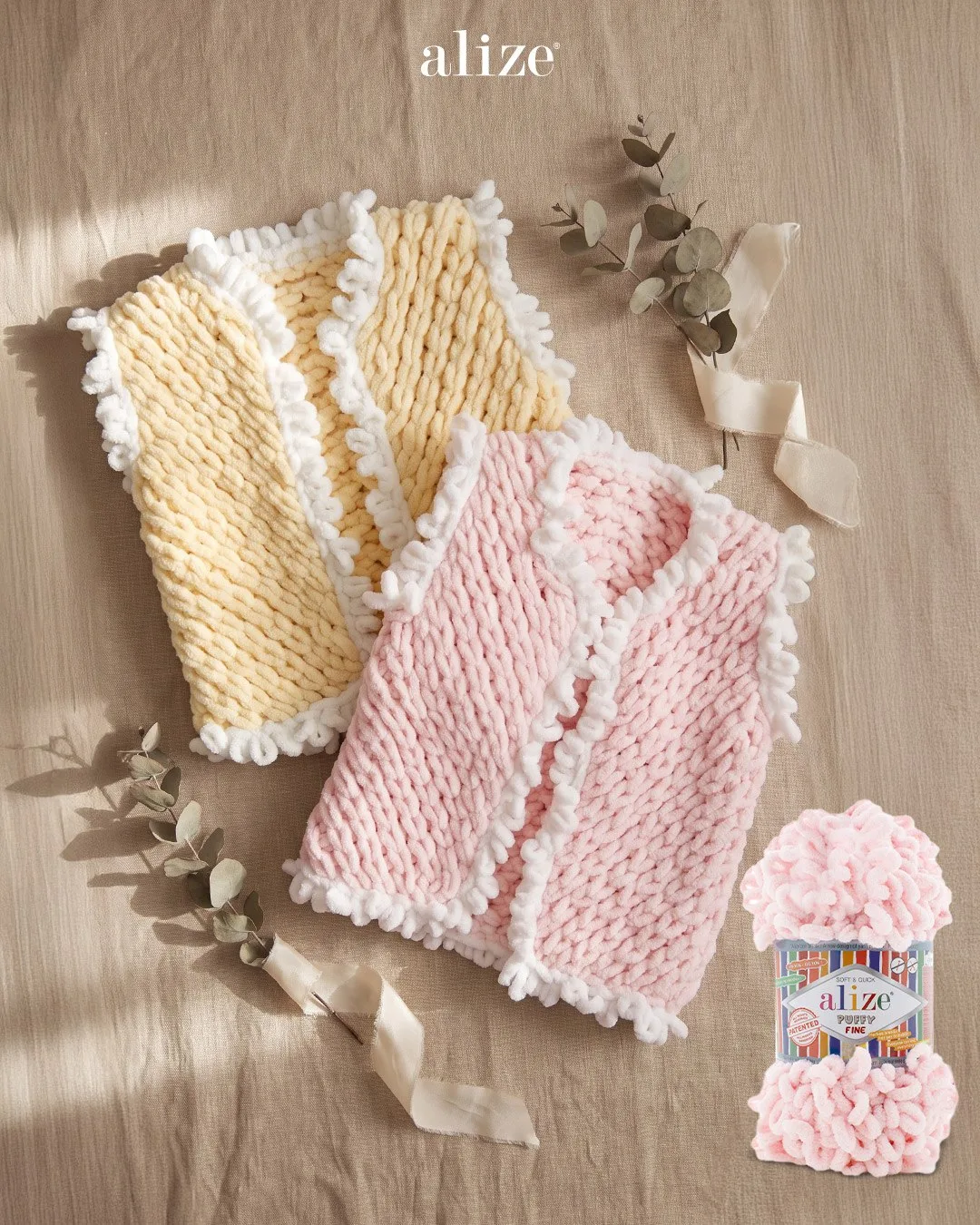 Жилет из пряжи Alize Puffy 🌼