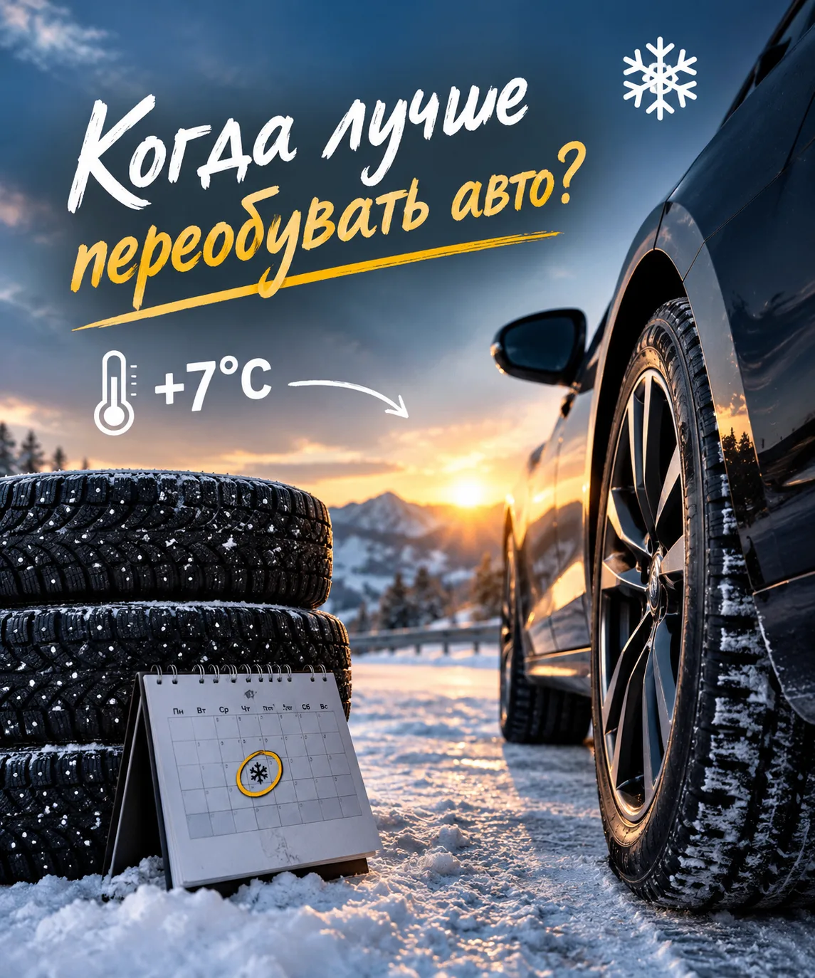 🚗 Когда пора переобувать автомобиль на зимнюю резину?