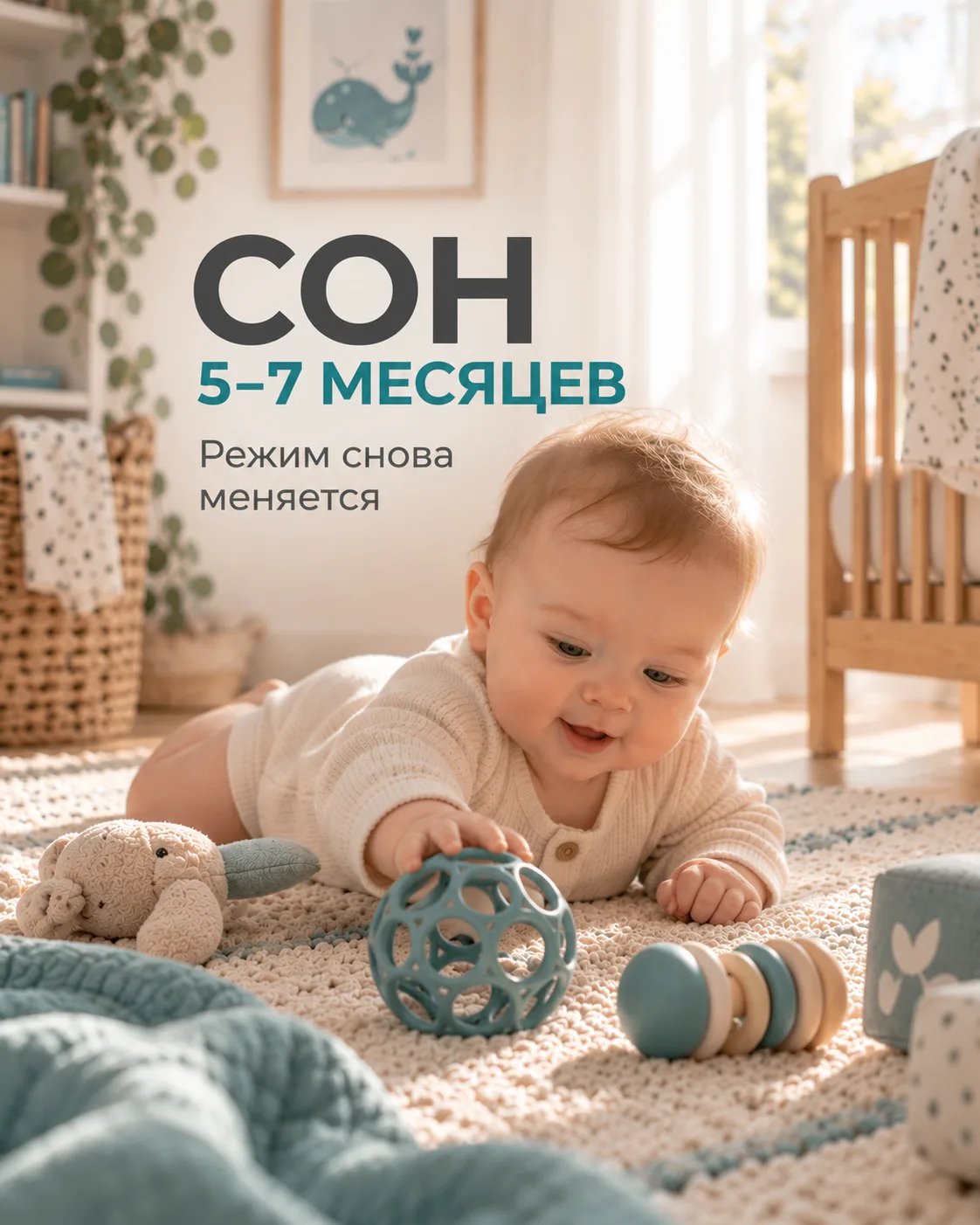 СОН 5–7 МЕСЯЦЕВ: РЕЖИМ СНОВА МЕНЯЕТСЯ