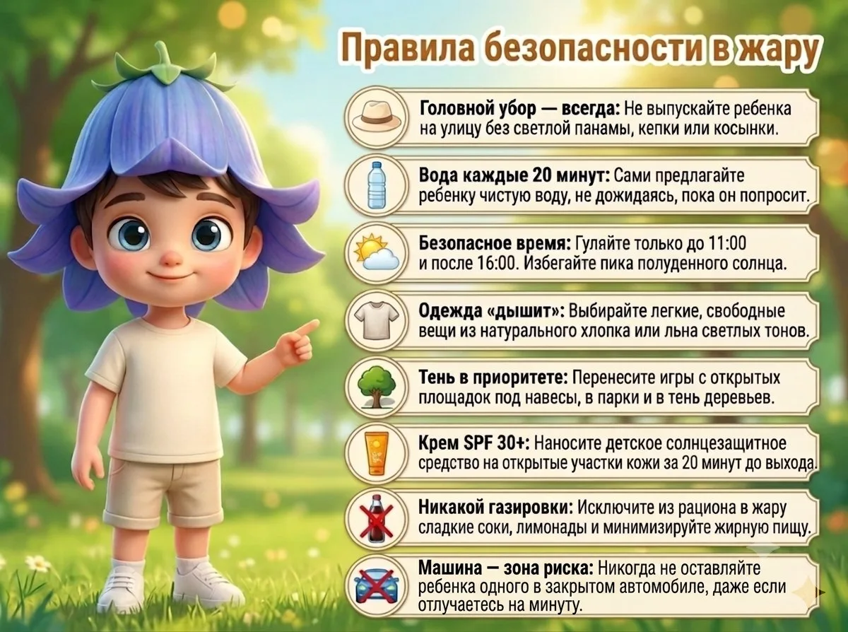 Лето в самом разгаре! ☀️

А значит, настало время освежить в памяти правила безопасности в жару. Мы 