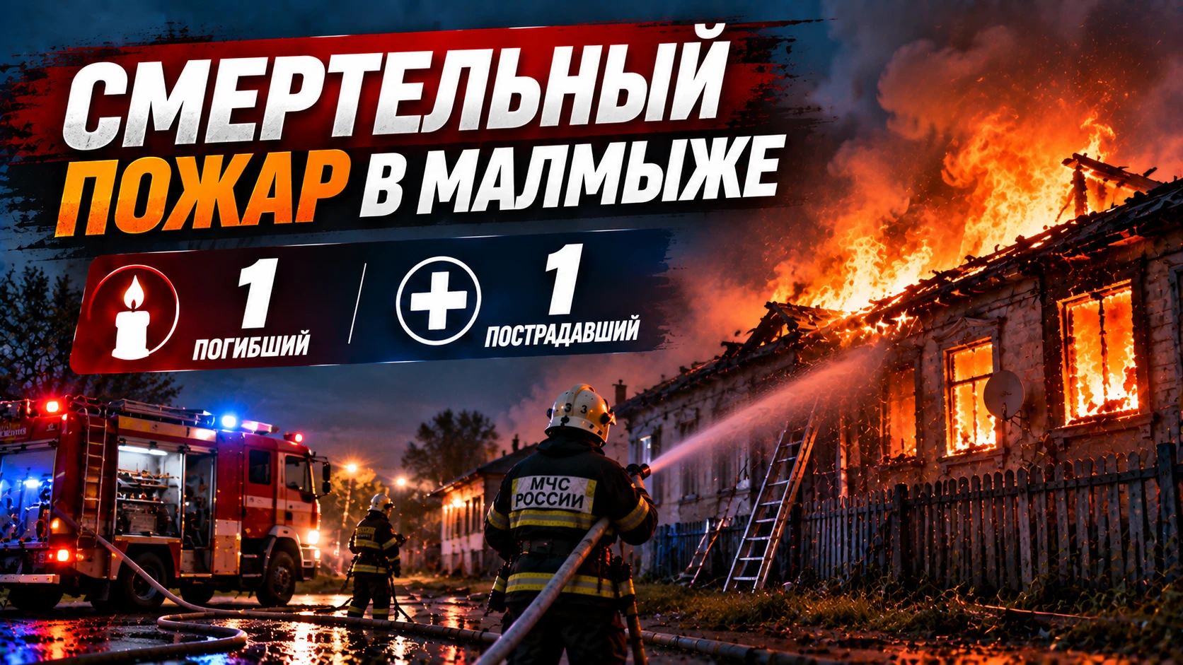 🔥 Пожар в Малмыже: один человек погиб, ещё один пострадал