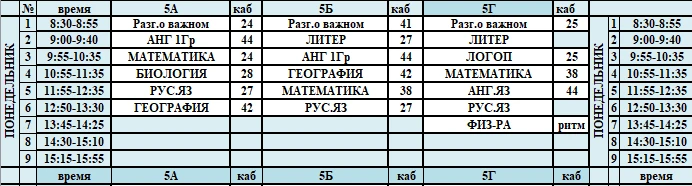 Расписание уроков на понедельник 04.05.2026г.