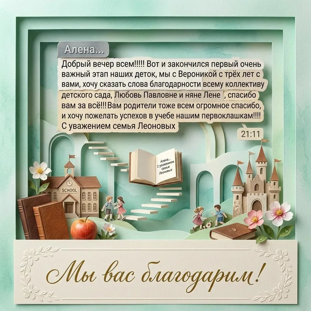 ❤️ Прощаться всегда немного грустно… Но как же тепло на душе от ваших слов! 

Уважаемые родители вып