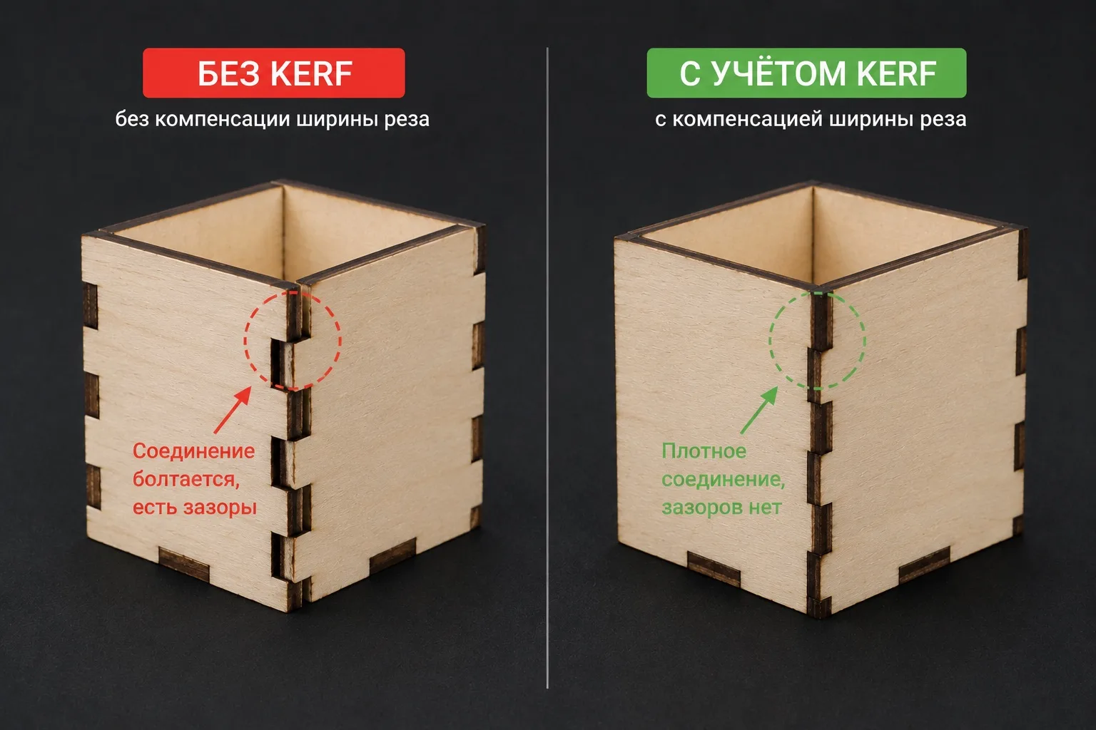 Детали на пазах болтаются или не сходятся?🤔

Знакомая история: макет вроде идеальный, а после резки
