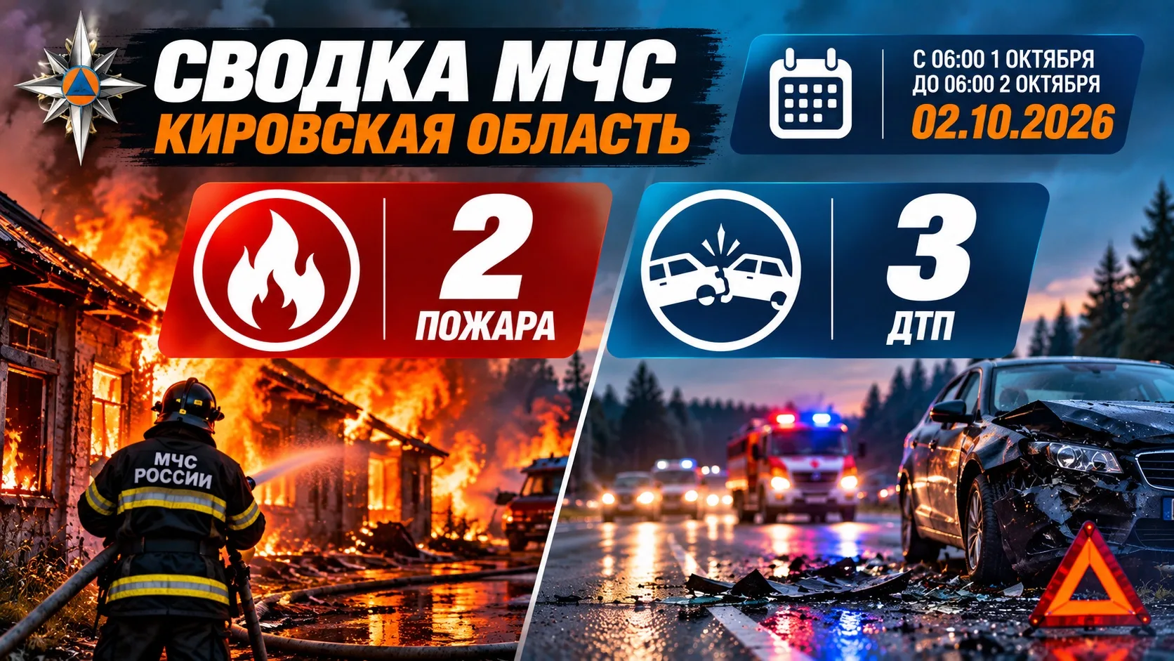 🚨 За прошедшие сутки подразделения МЧС России в Кировской области ликвидировали послед...