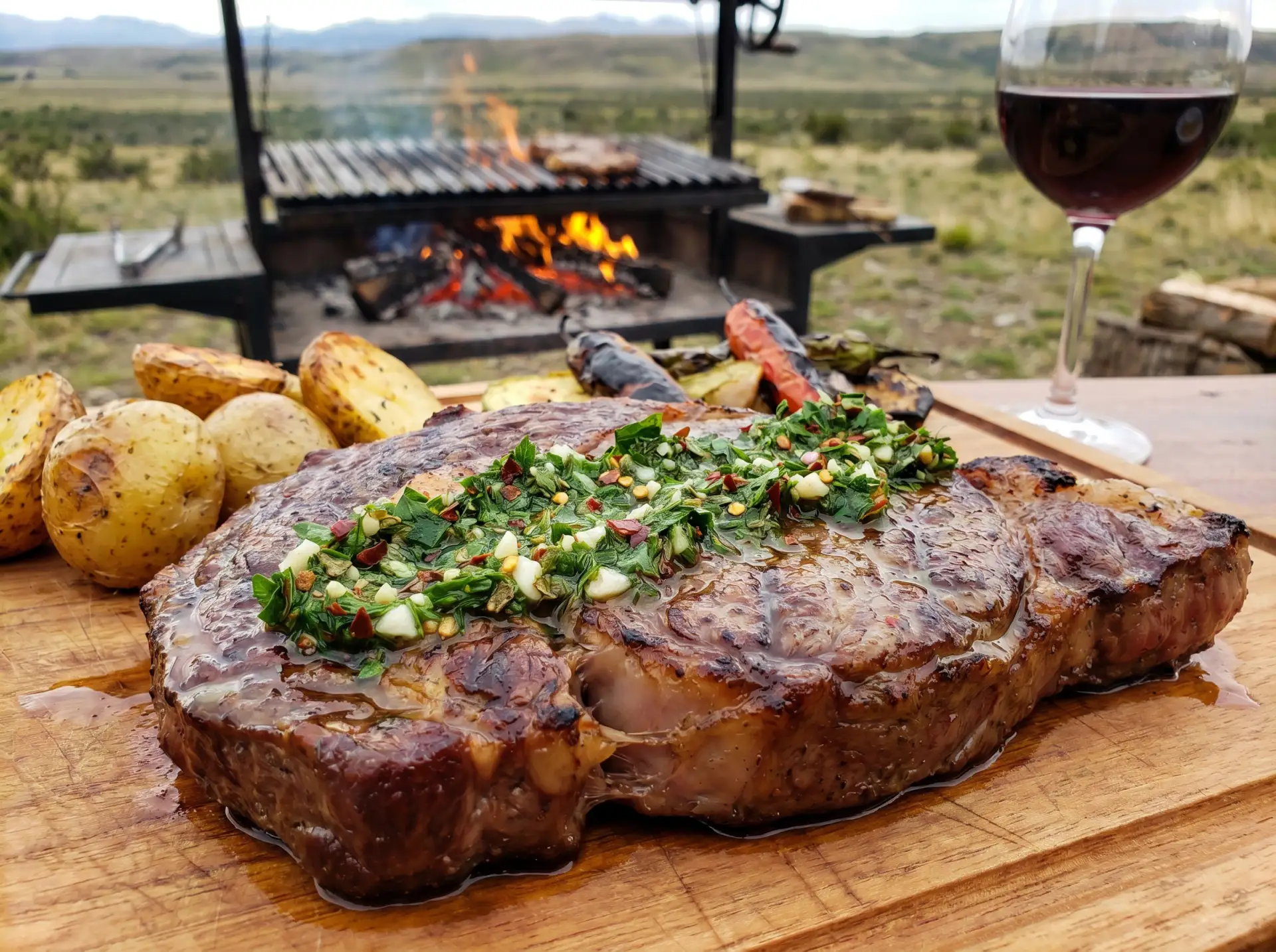 Аргентинский стейк с соусом Чимичурри — огонь и зелень 🔥🥩🇦🇷

В Аргентине мясо жарят на углях и п