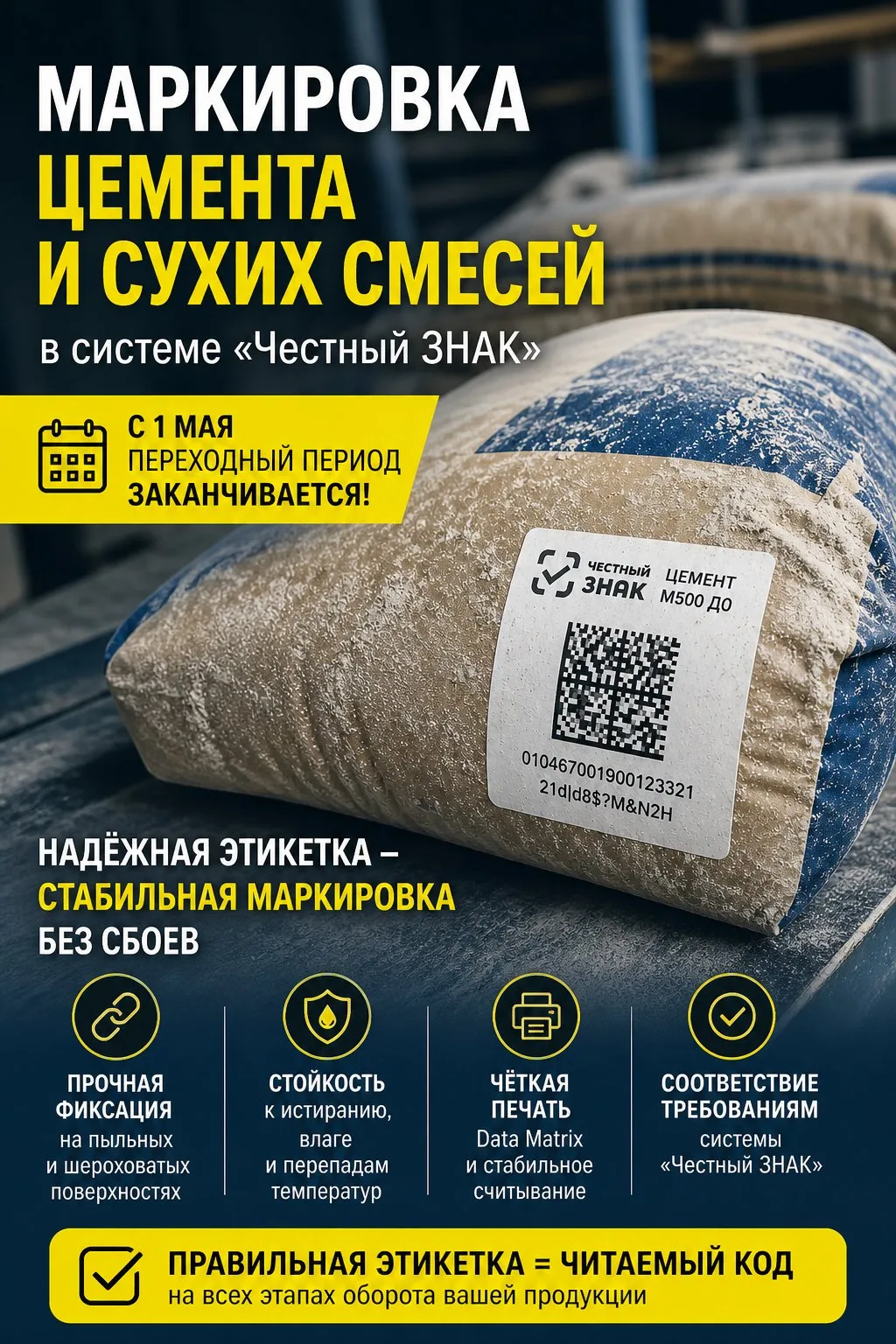 Маркировка цемента и сухих смесей: новый этап с 1 мая!