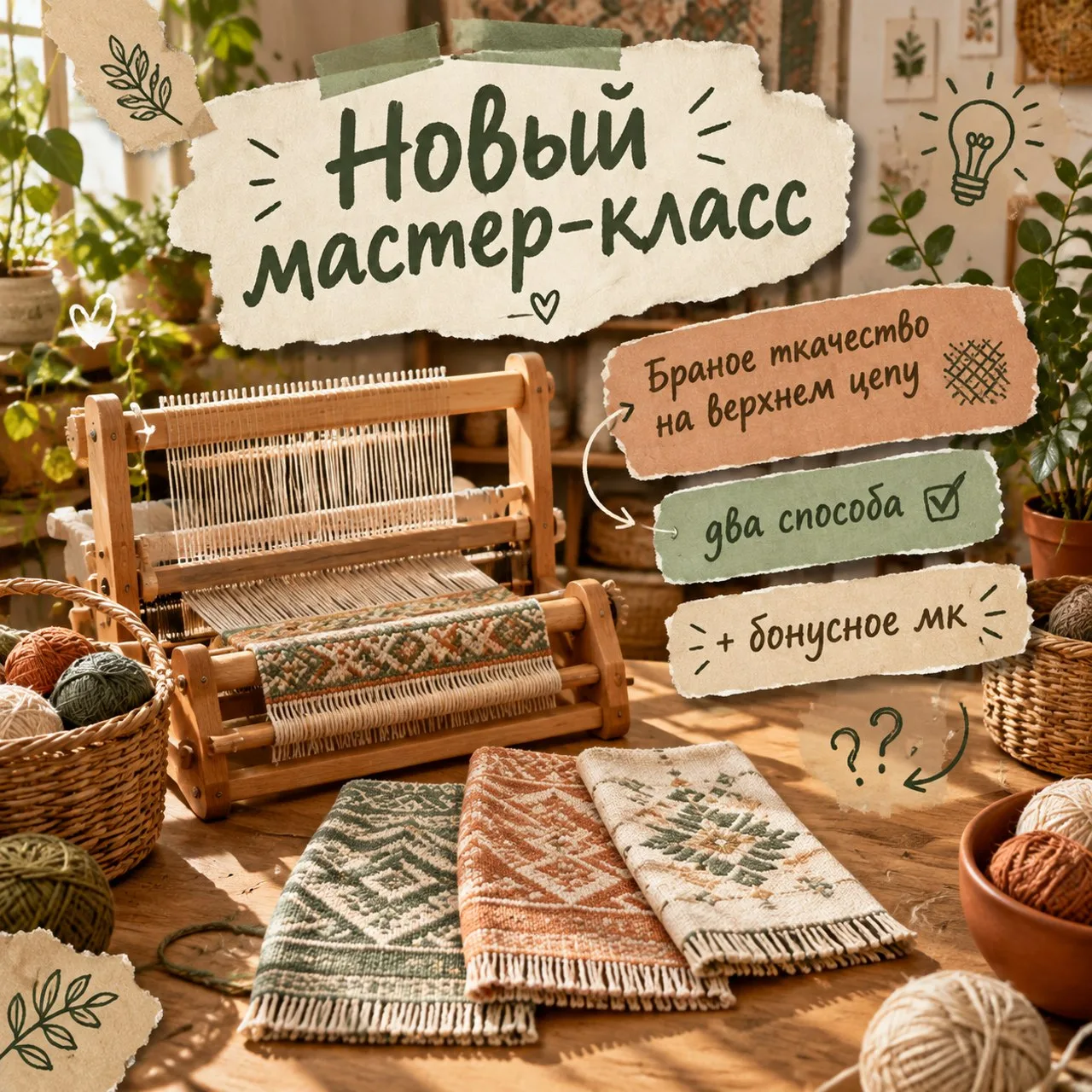 Ткачество браной техники на верхнем цепу!