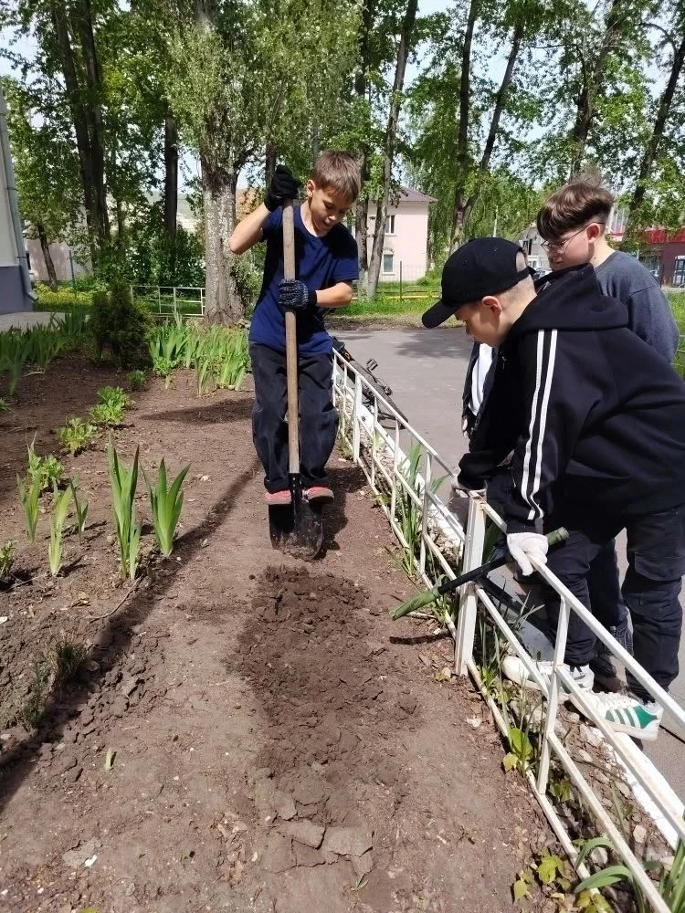 🌷 Школа начинается с заботы: ученики приводят в порядок свои дворы  Школа — это не только уроки и зн