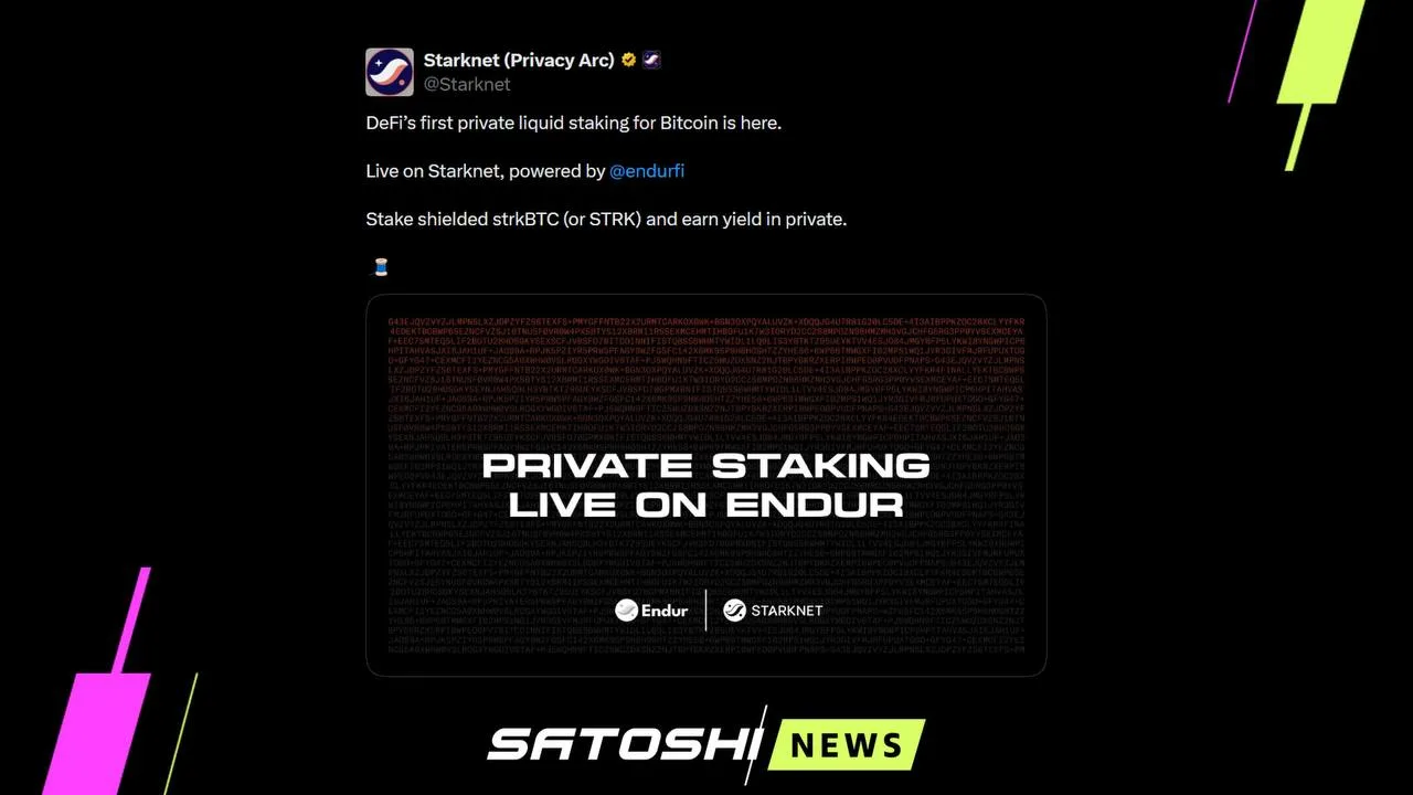 #Starknet #STRK #BTC
В Starknet объявили о запуске приватного ликвидного стейкинга для BTC

В экосис