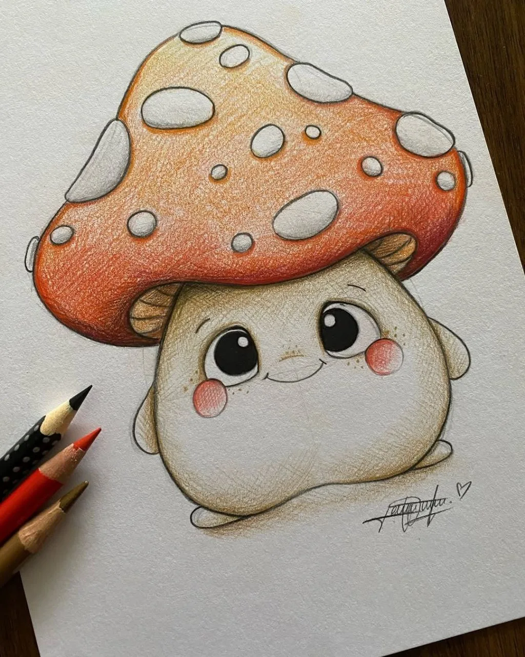 Рисуем забавный грибочек. 🍄🎨