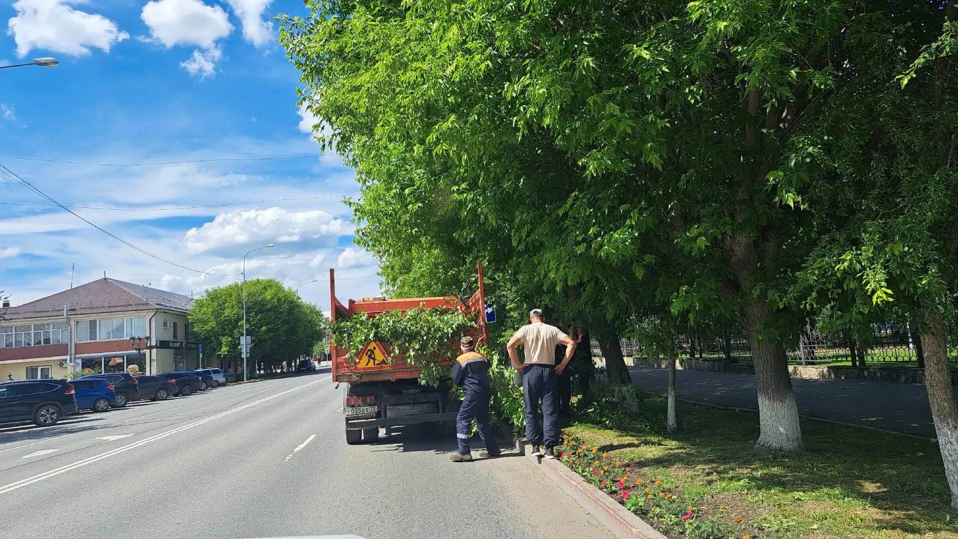 Подрезка веток для видимости знаков.