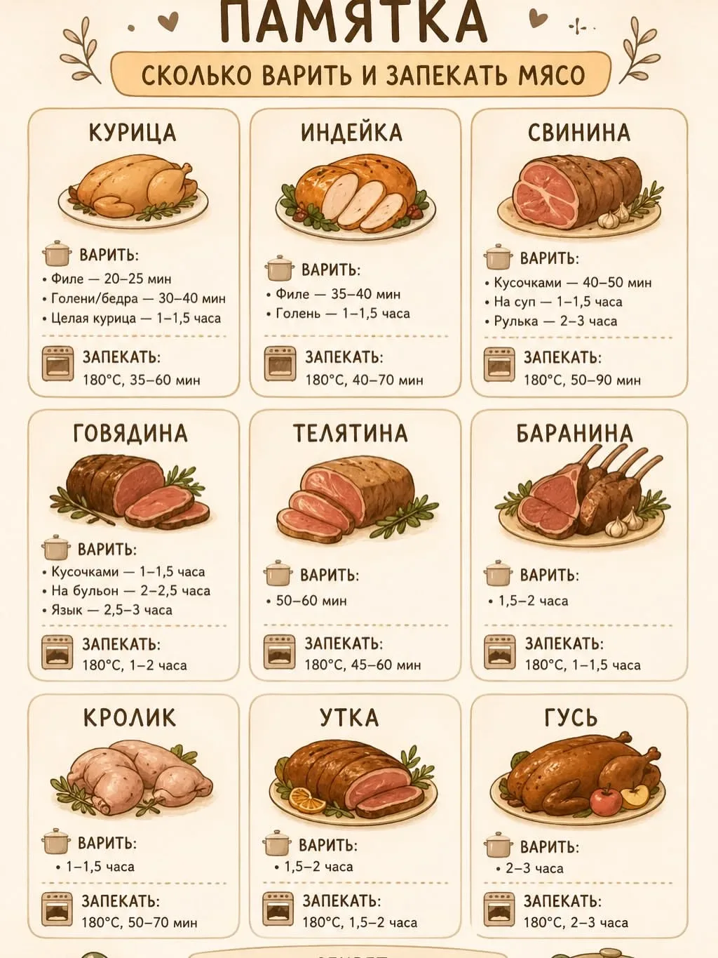 Мясо вроде одно, а время приготовления у всех разное 👌
