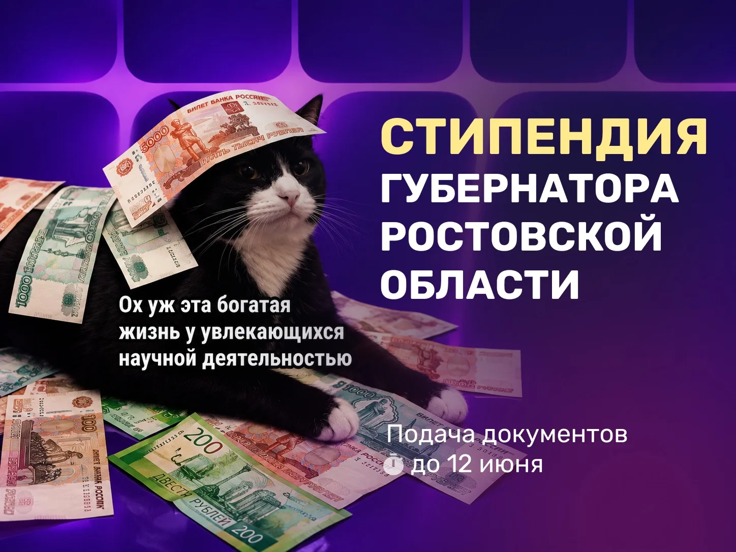 🔵 Объявлен конкурсный отбор на получение стипендии Губернатора Ростовской области