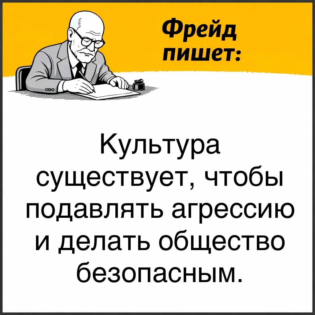 Фрейд утверждал, что в каждом человеке есть агрессивные импульсы. Если их не сдерживать, люди причин
