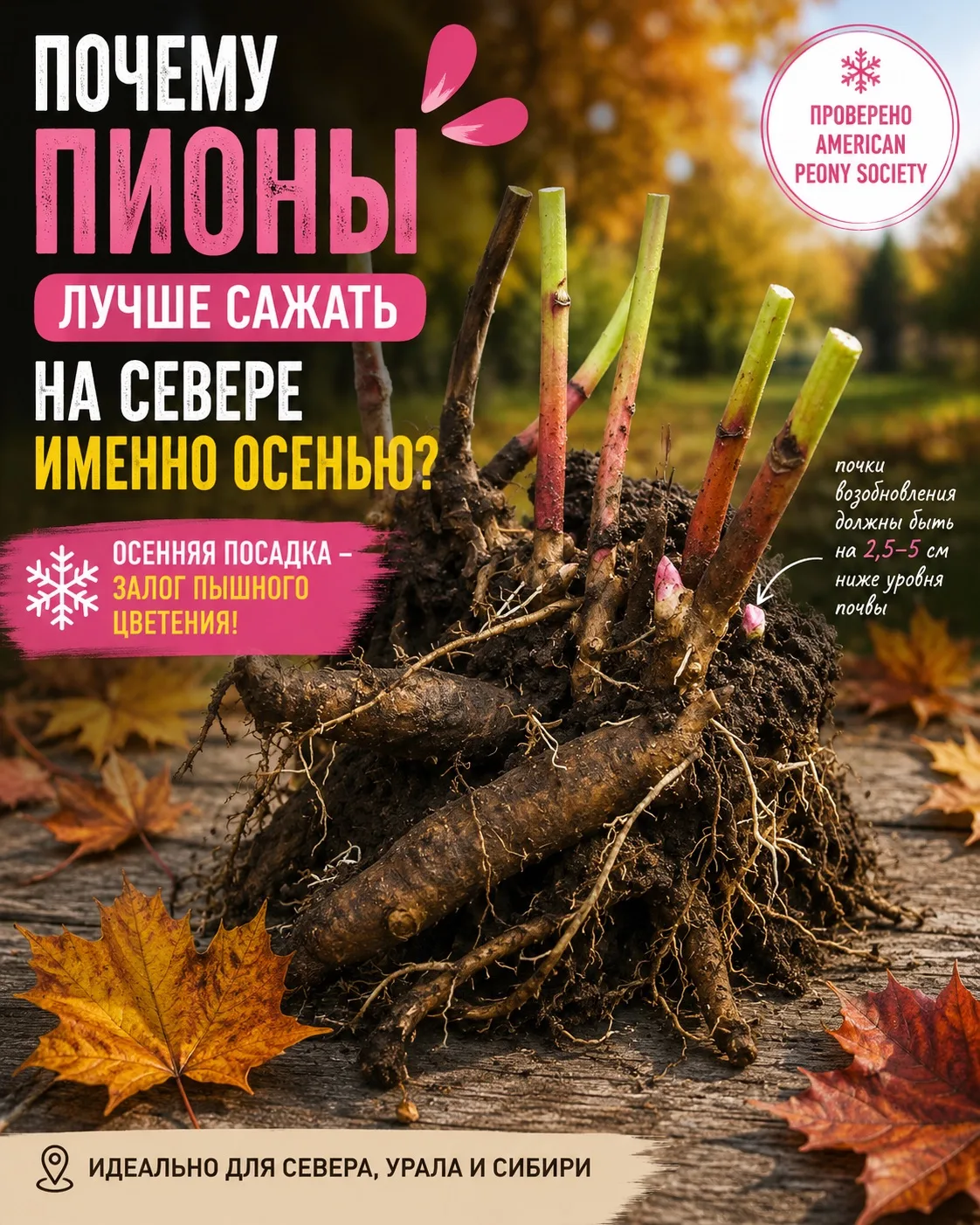 🌸 НЕ ЖДИТЕ ВЕСНЫ: ПОЧЕМУ ПИОНЫ НА СЕВЕРЕ ЛУЧШЕ САЖАТЬ ИМЕННО ОСЕНЬЮ?