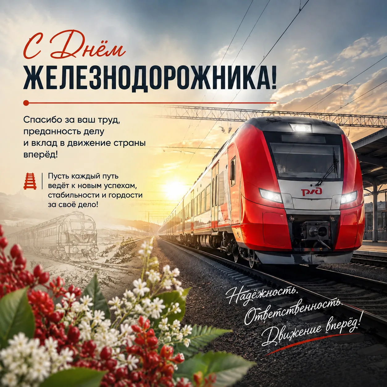 🚂 Поздравляем всех причастных с профессиональным праздником —
С ДНЁМ ЖЕЛЕЗНОДОРОЖНИКА!

Спасибо за 